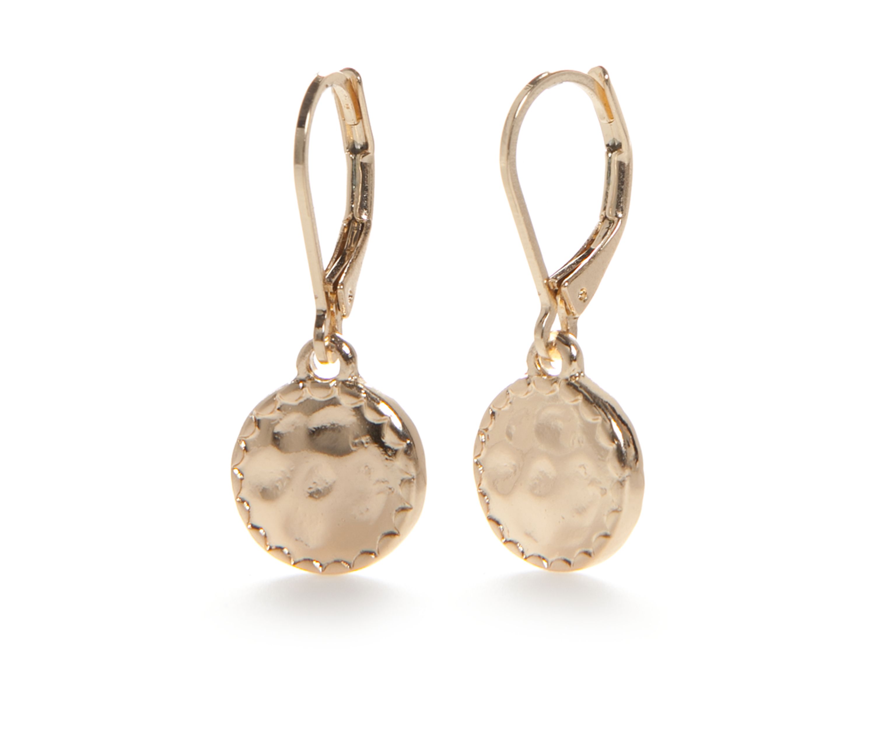 Hammered Disc Drop Earrings