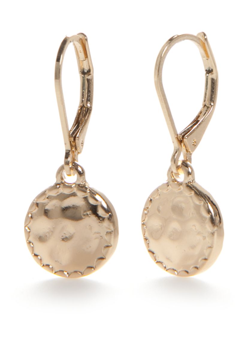 Hammered Disc Drop Earrings