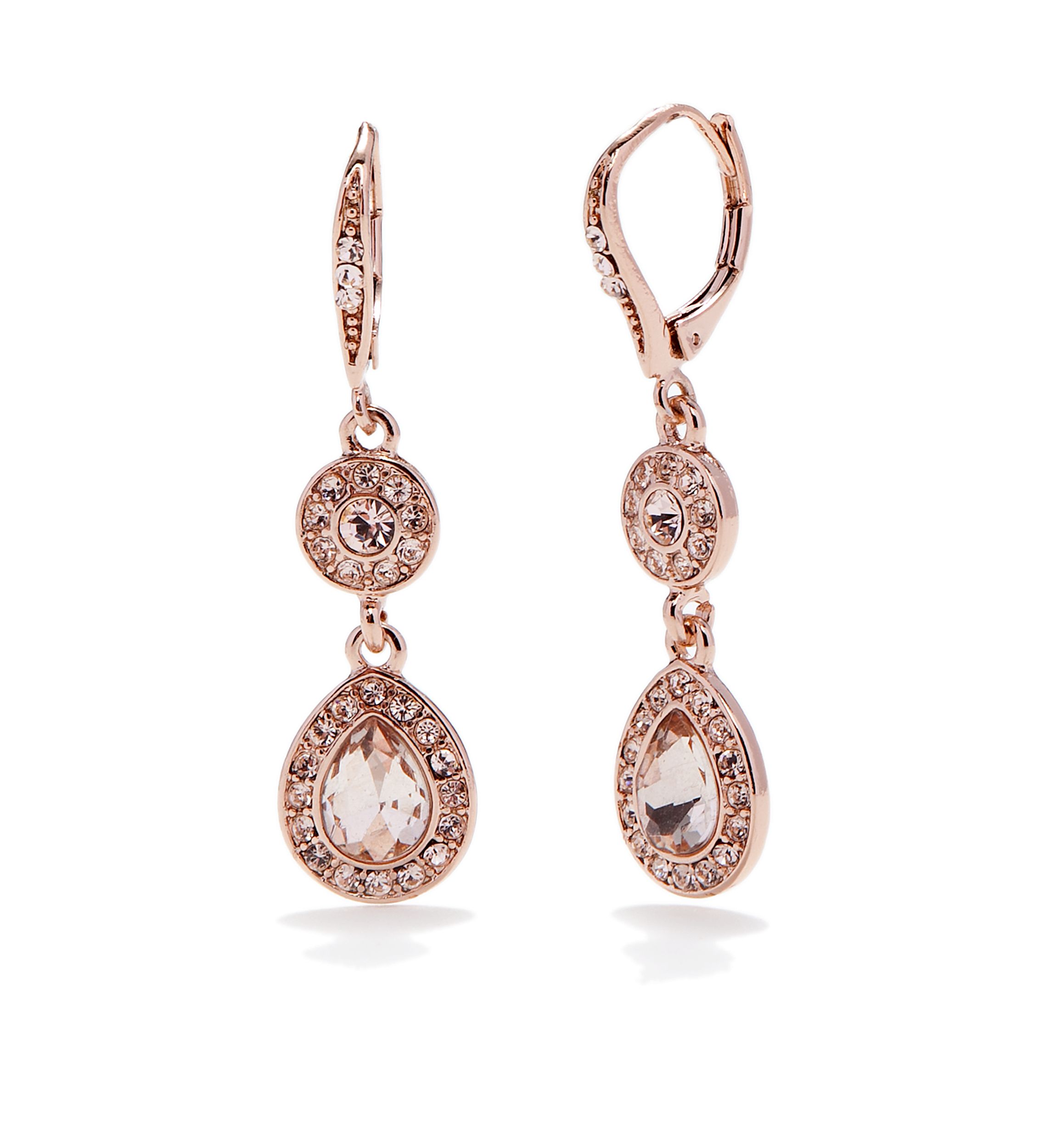 Rose Gold Tone Lever Back Drop Earrings
