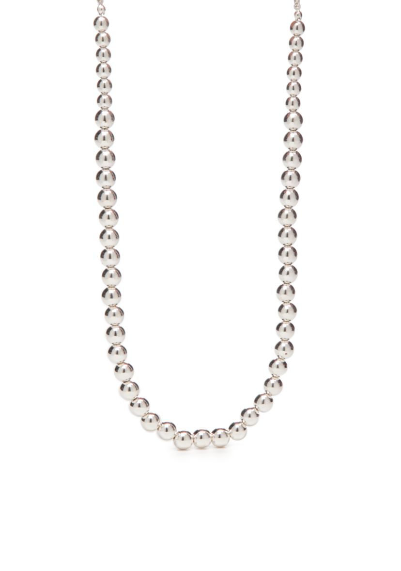 Silver-Tone Beaded Collar Necklace