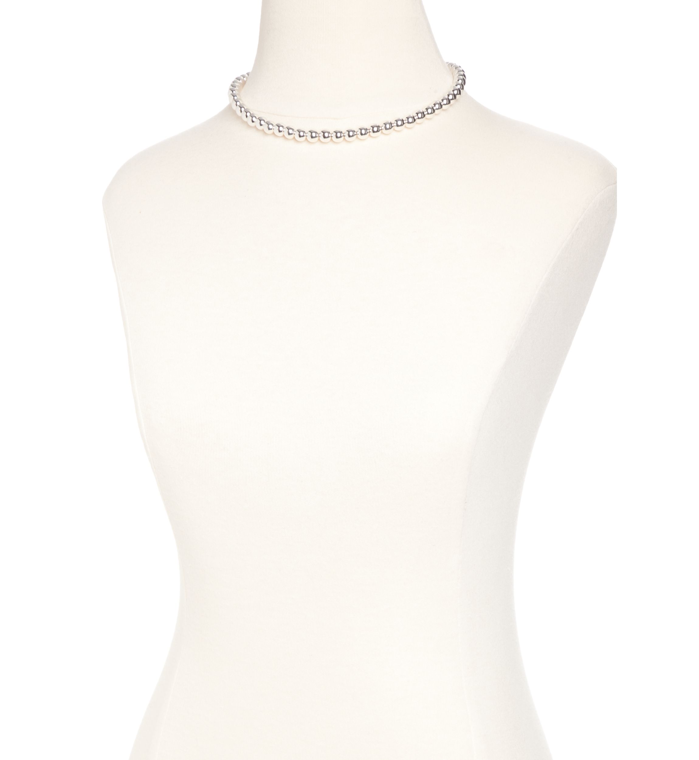 Silver-Tone Beaded Collar Necklace