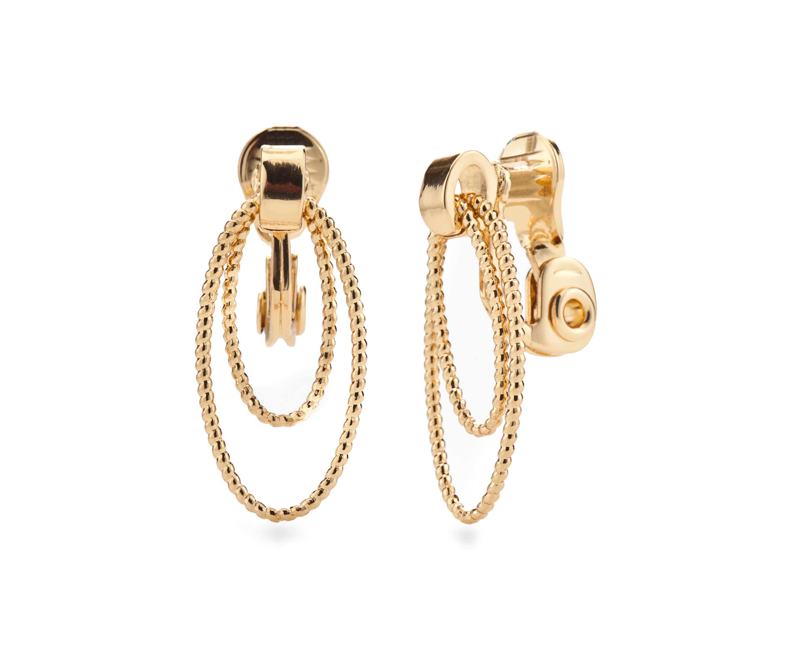 Sparkling Links Gold Tone Multi Ring Clip Earrings