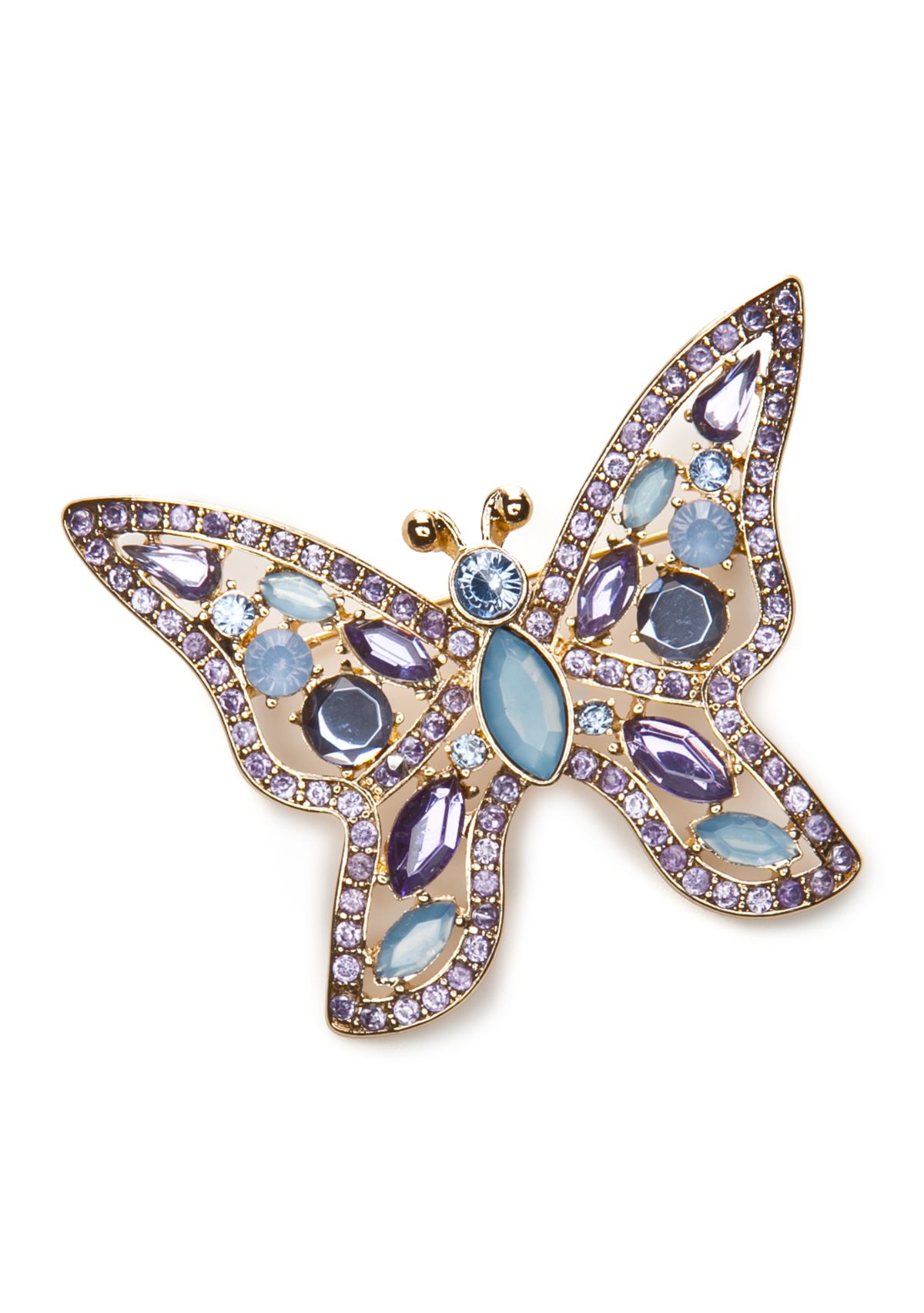 Silver Tone Blue and Purple Butterfly Pin