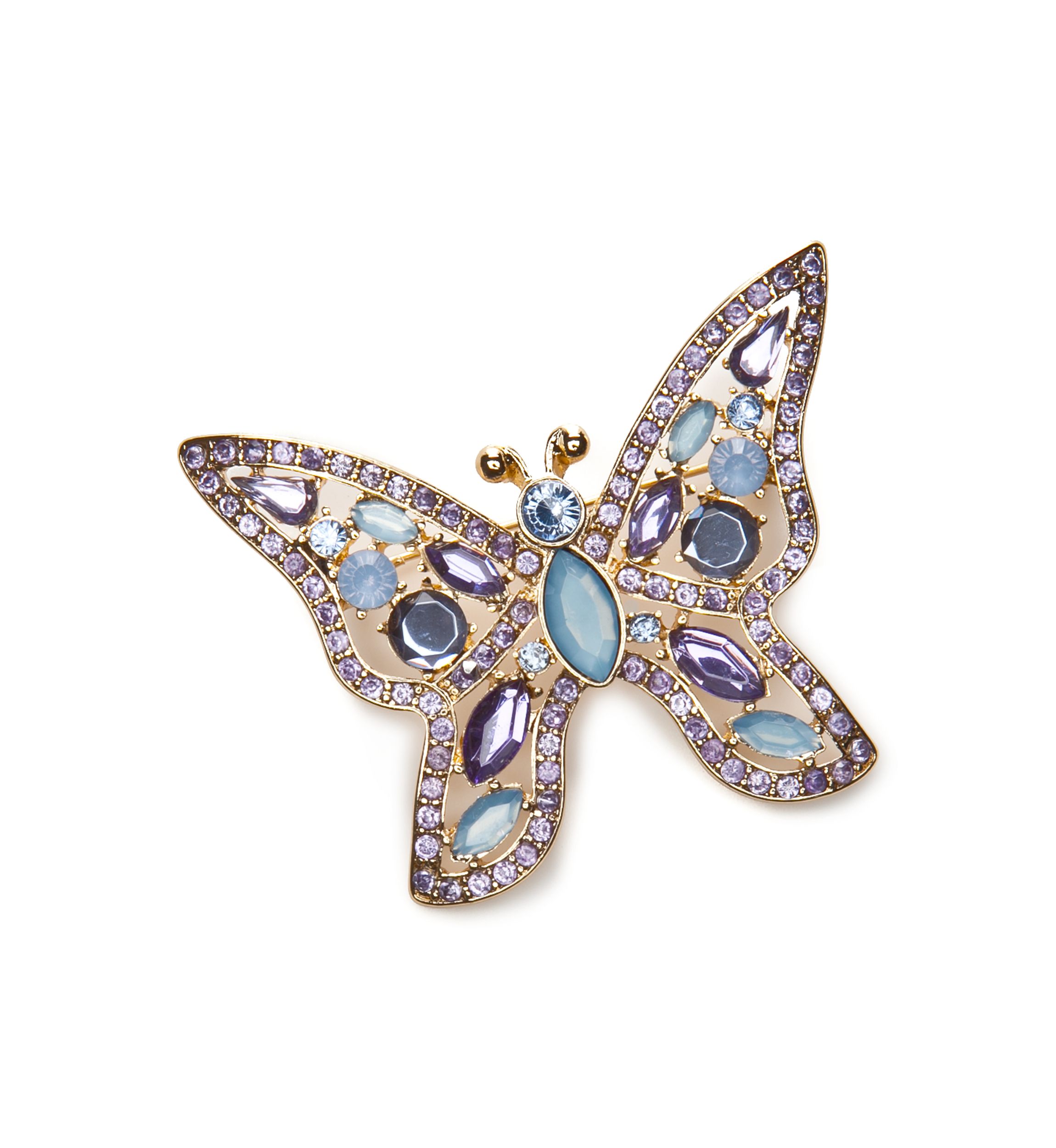 Silver Tone Blue and Purple Butterfly Pin