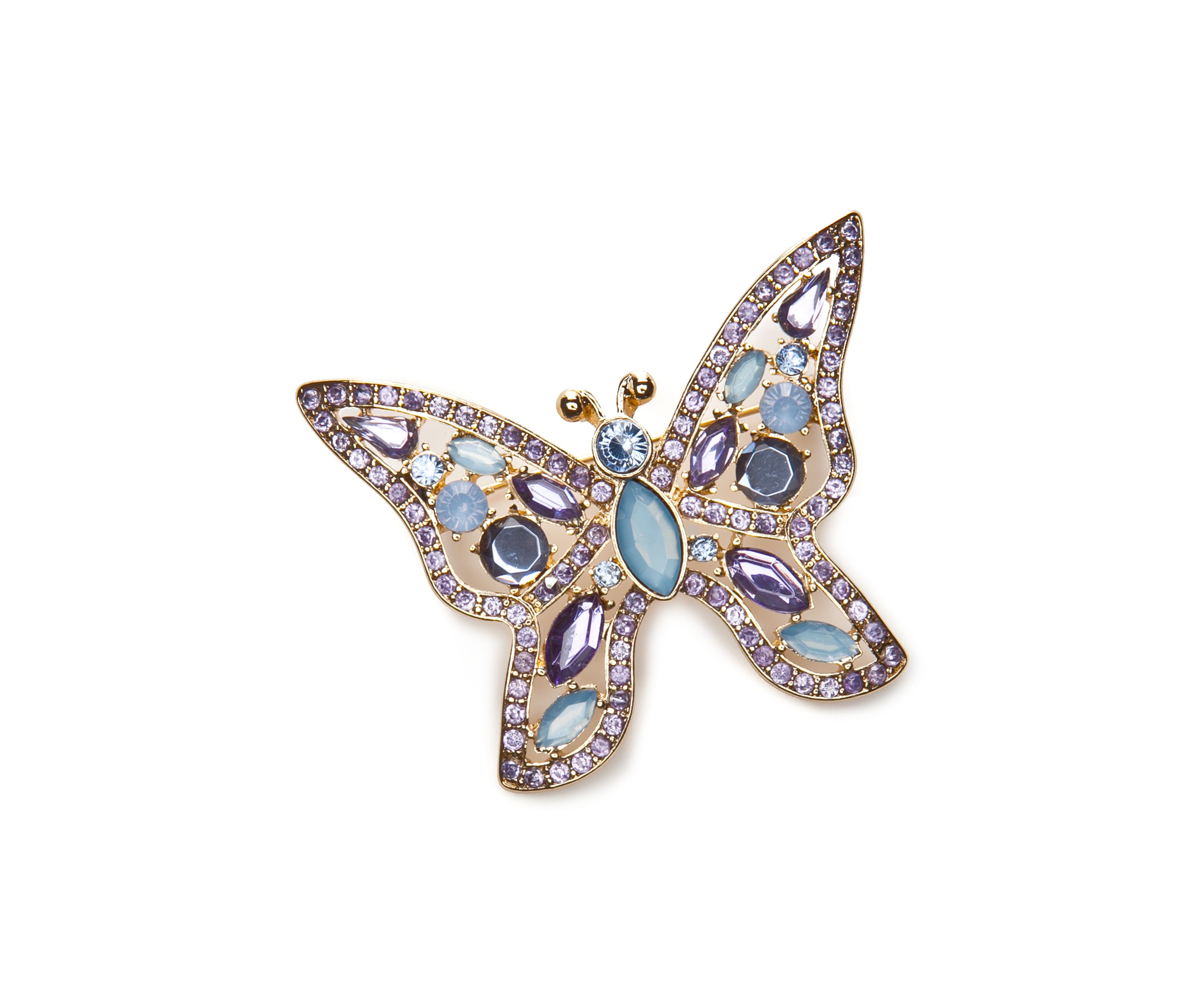 Silver Tone Blue and Purple Butterfly Pin