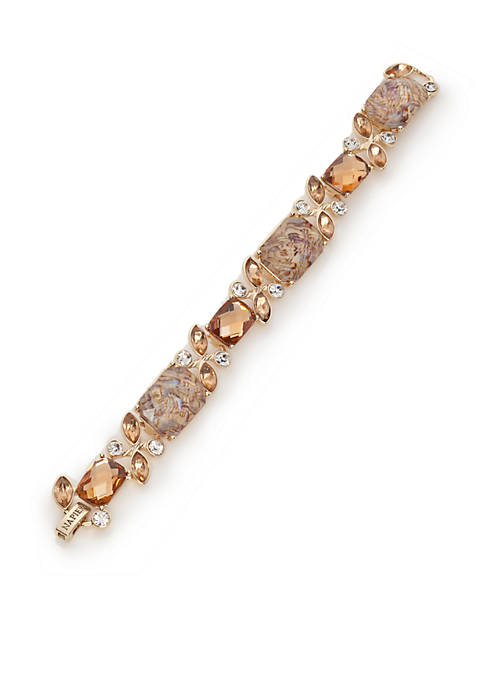 Napier Gold Tone Amber Crystal Chain Bracelet