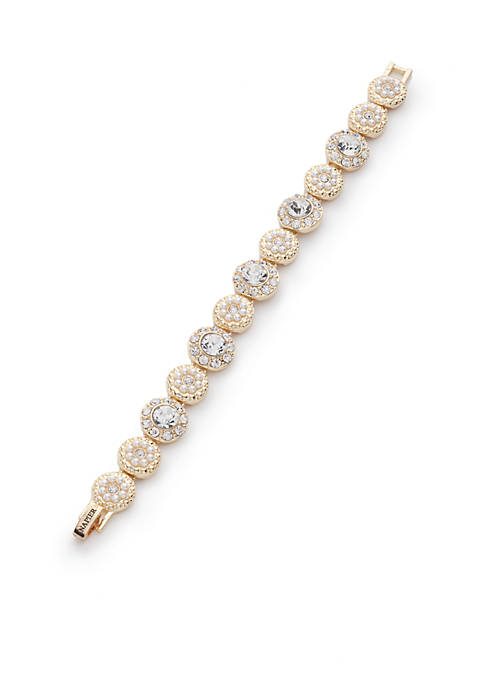 Napier Gold-Tone Crystal Pearl Tennis Boxed Bracelet