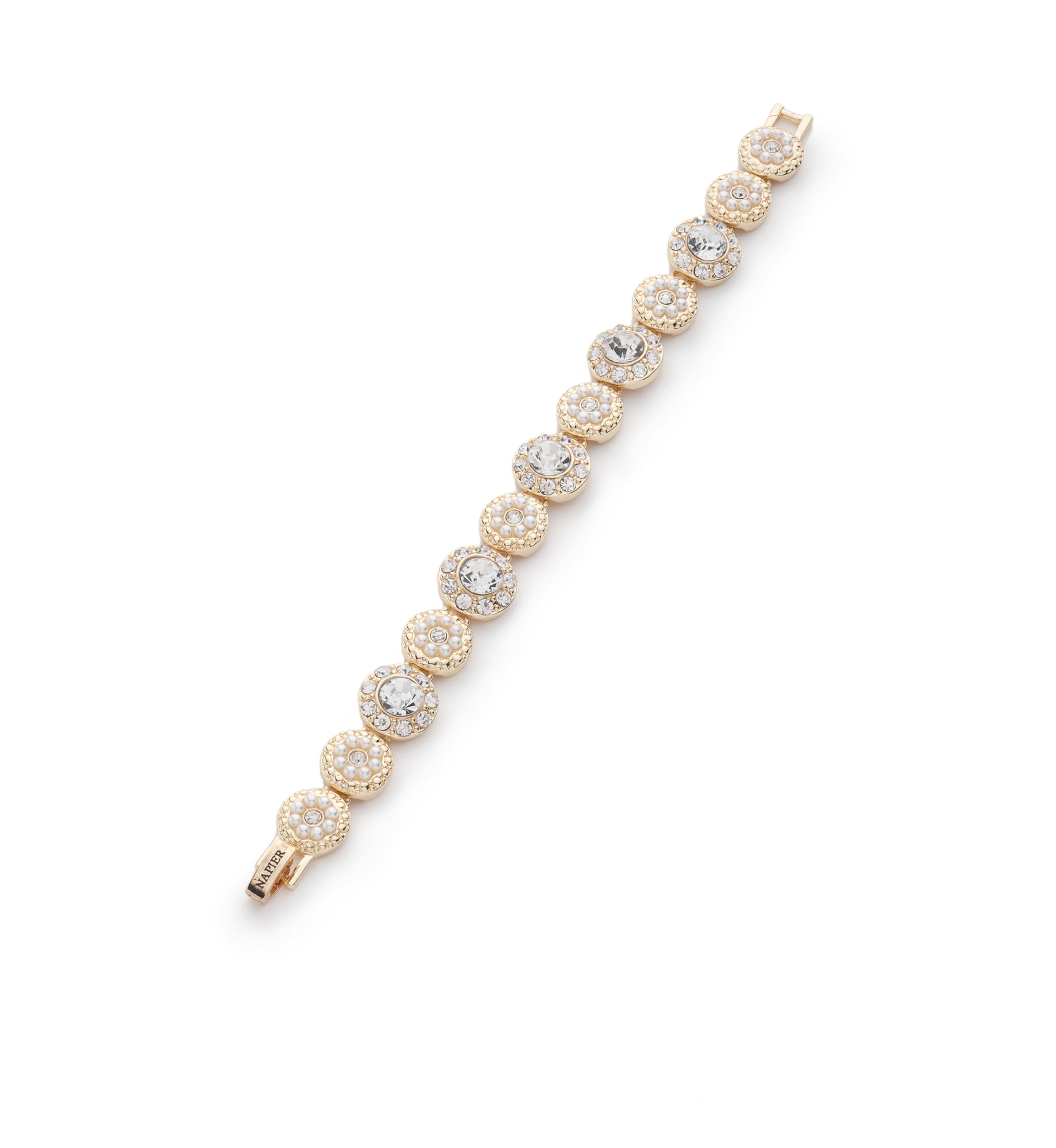 Gold-Tone Crystal Pearl Tennis Boxed Bracelet