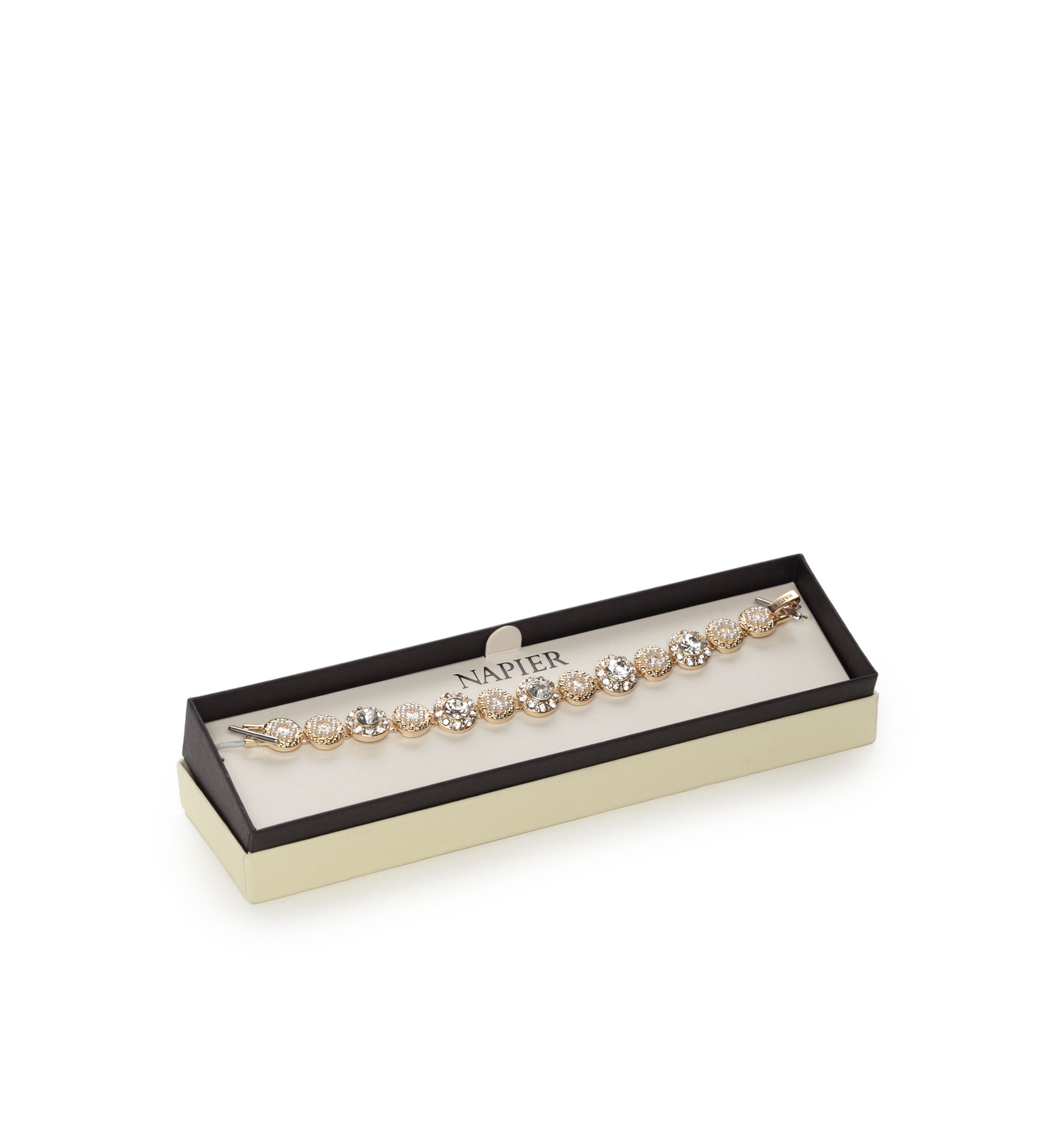 Gold-Tone Crystal Pearl Tennis Boxed Bracelet