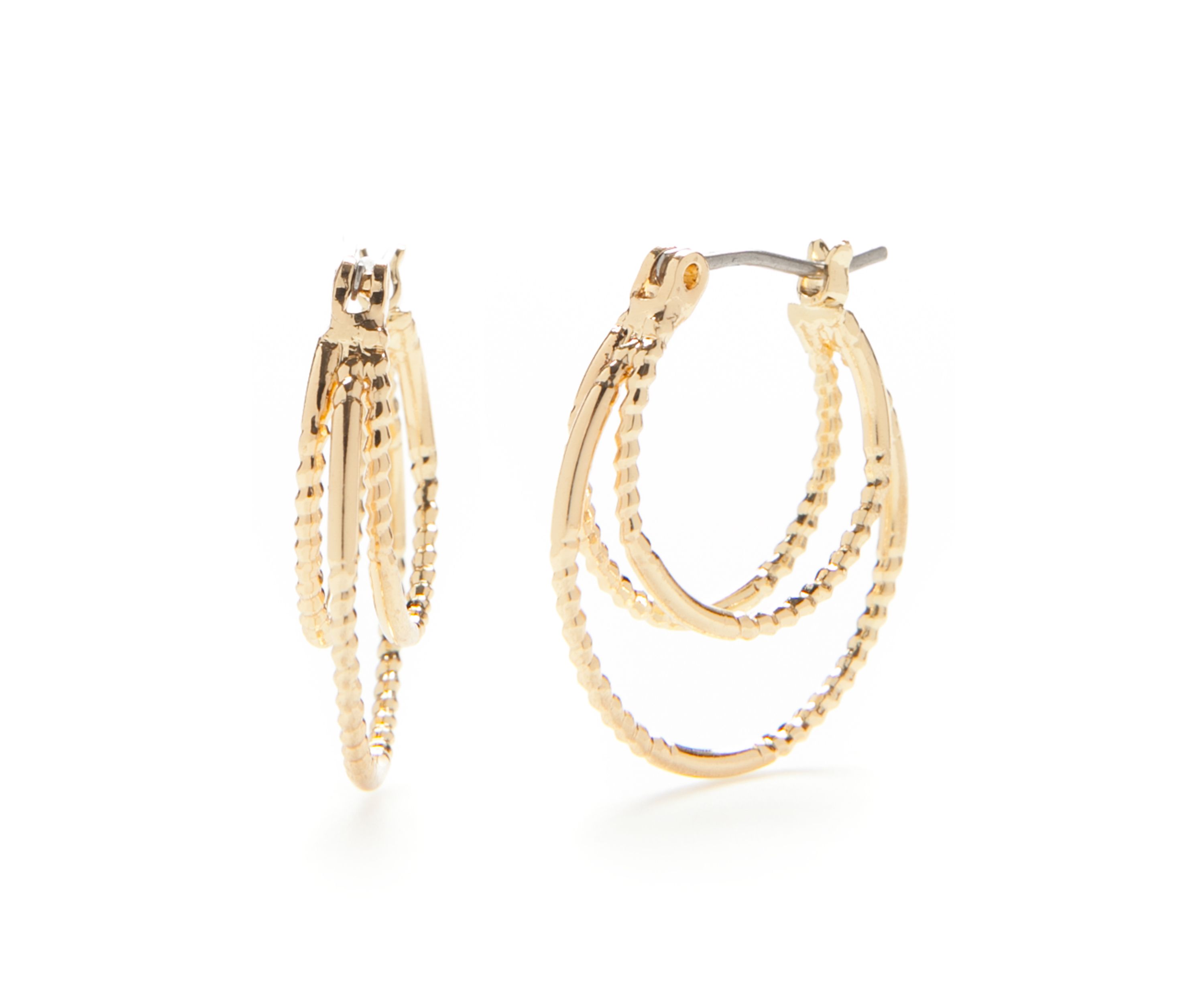 Gold-Tone Nicely Paired Double Click It Hoop Earrings