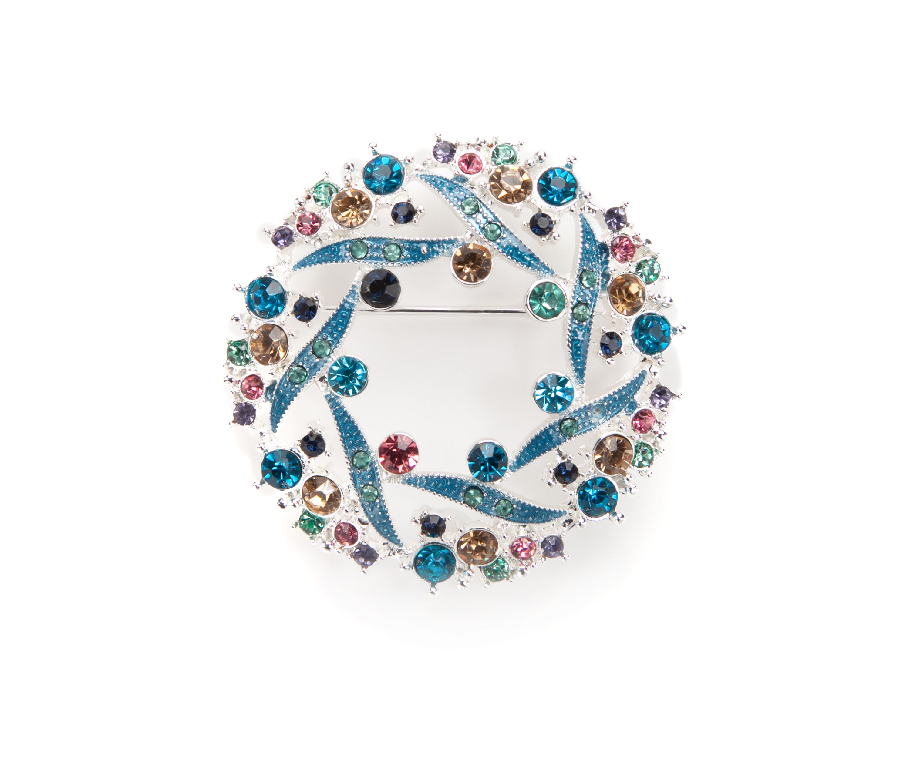 Silver Tone Tis The Season Wreath Pin