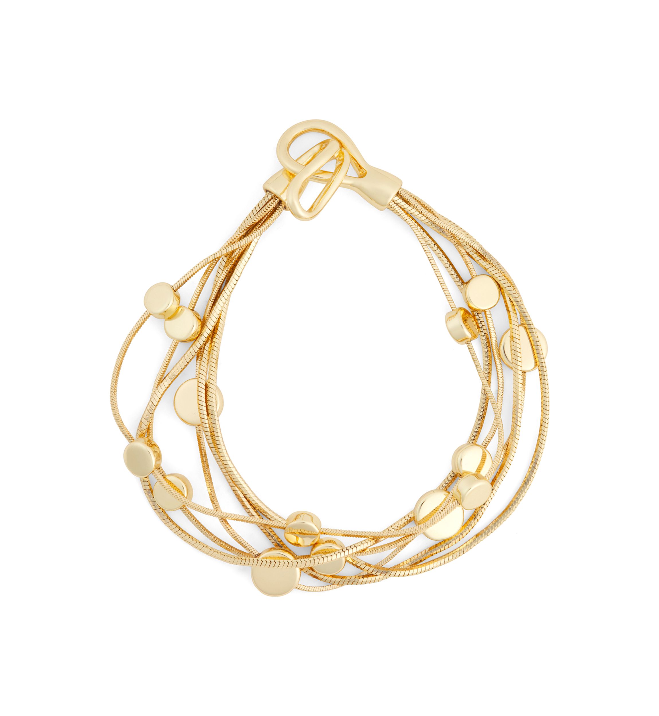 Gold Tone Multi Row Flex Bracelet