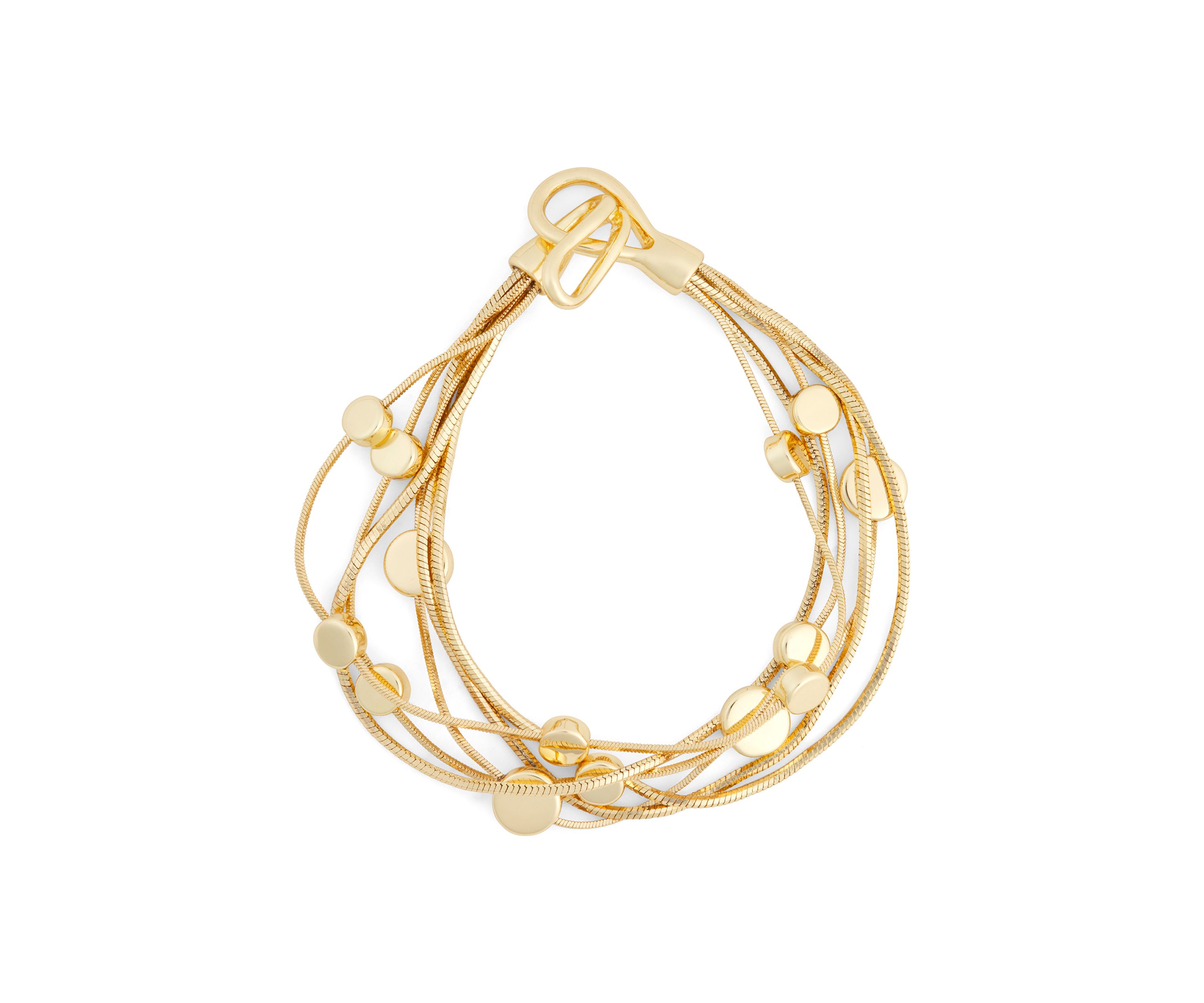 Gold Tone Multi Row Flex Bracelet