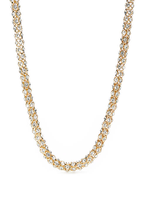 Gold Tone and Crystal Collar Necklace