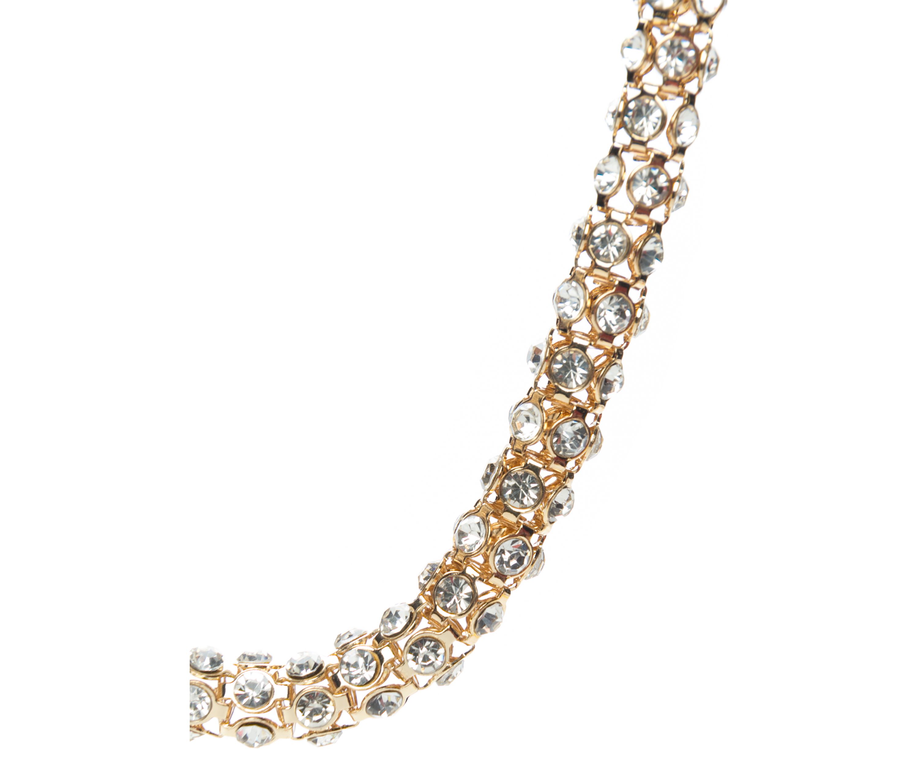 Gold Tone and Crystal Collar Necklace