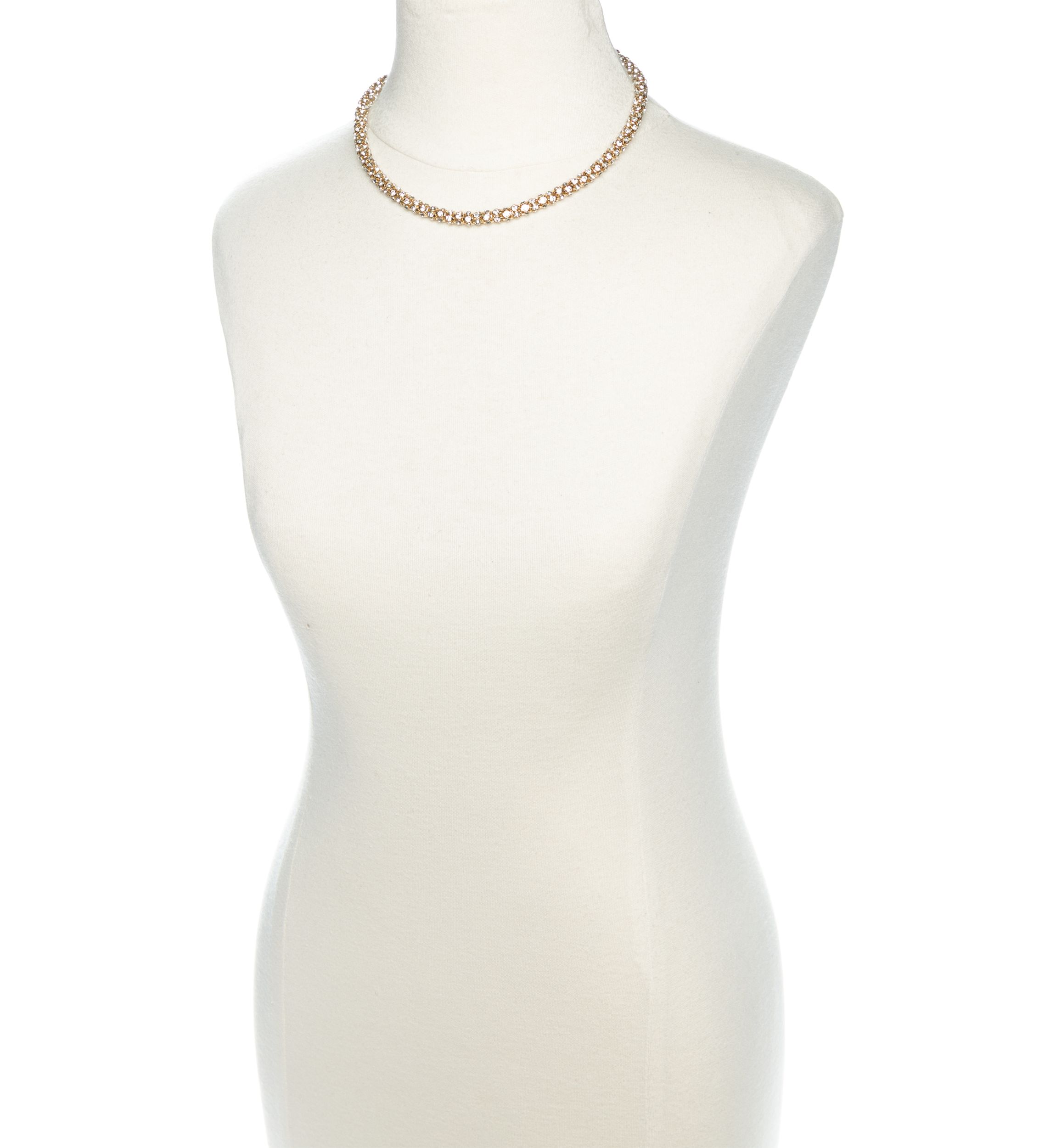 Gold Tone and Crystal Collar Necklace