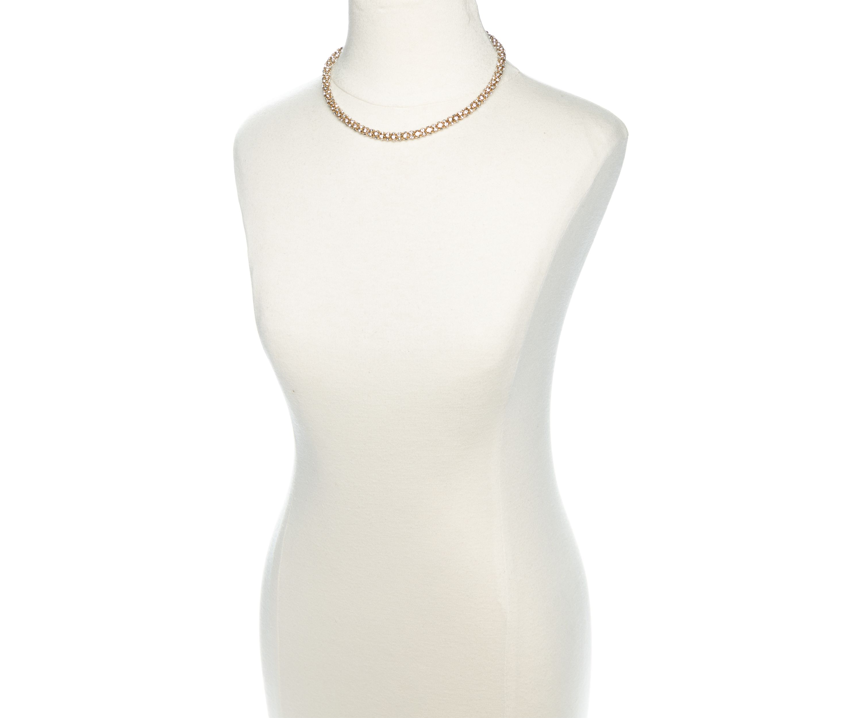 Gold Tone and Crystal Collar Necklace