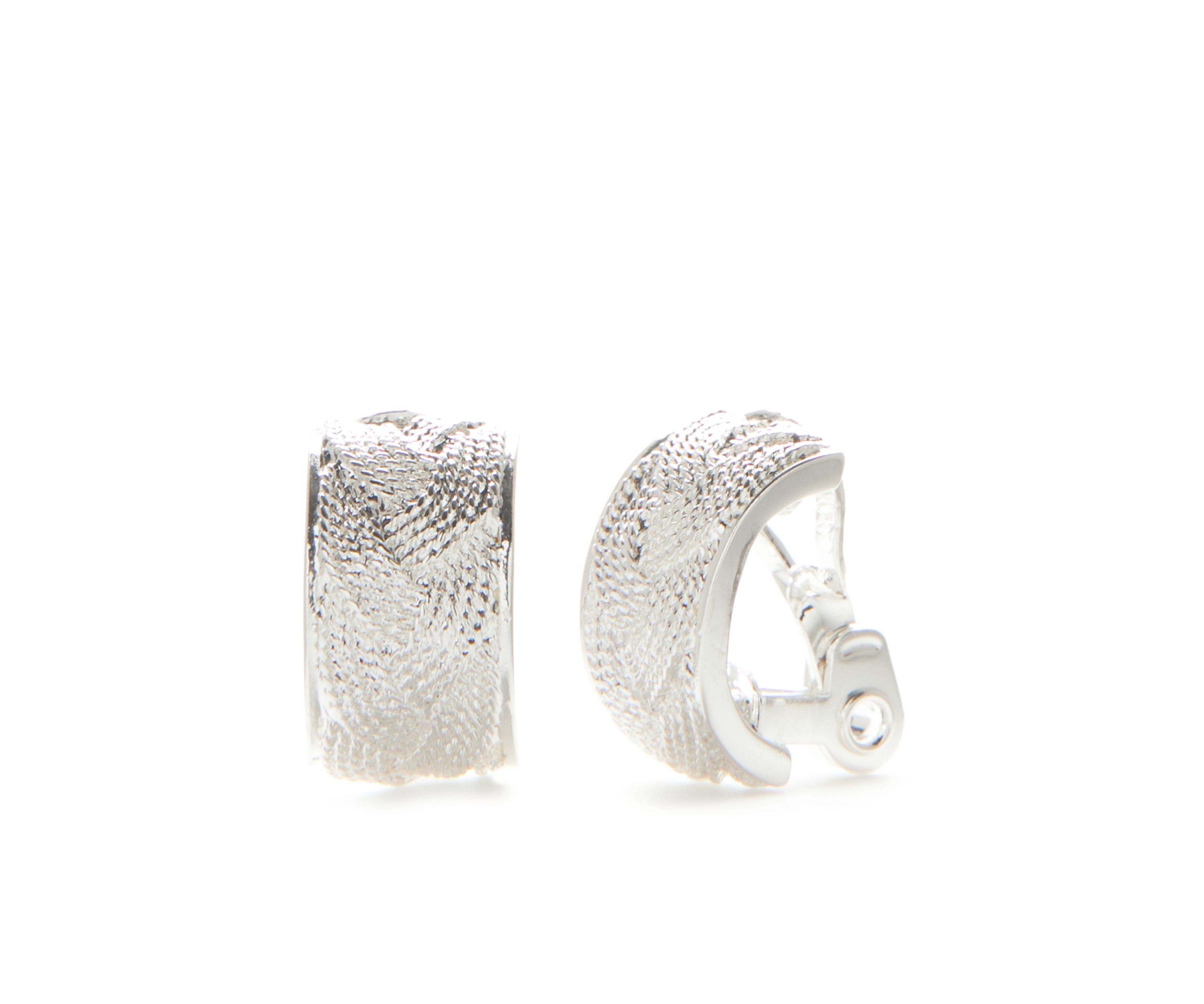 Silver-Tone Listen Up Thick Hoop Clip Earrings
