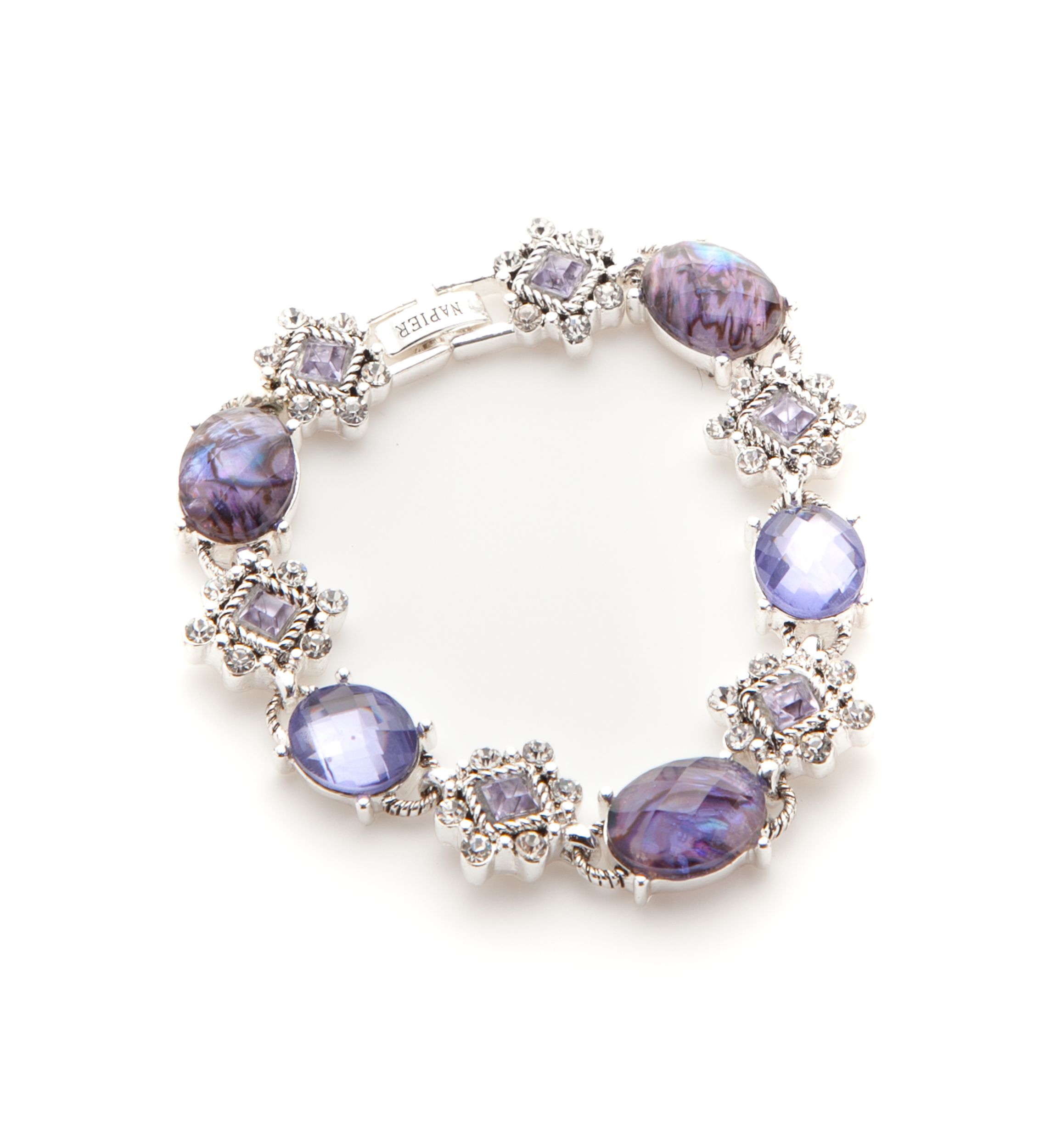 Silver-Tone Box Treasure Stone Line Flex Bracelet