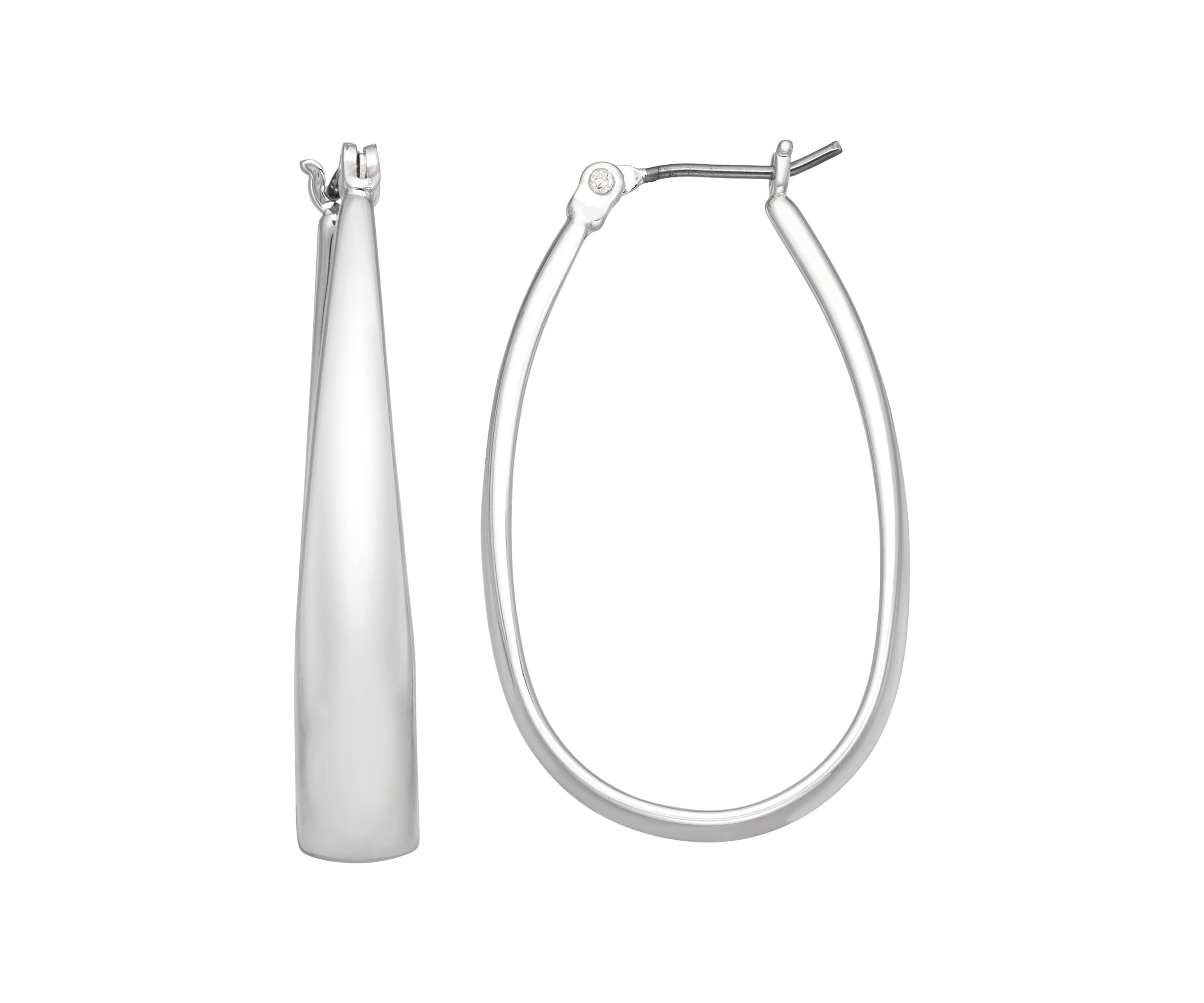 Silver-Tone Medium Oval Hoop Earrings