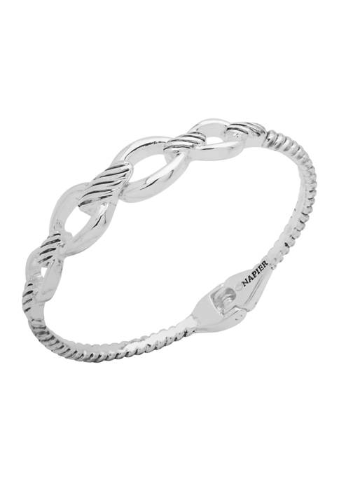 Silver Tone Link Cuff Bracelet