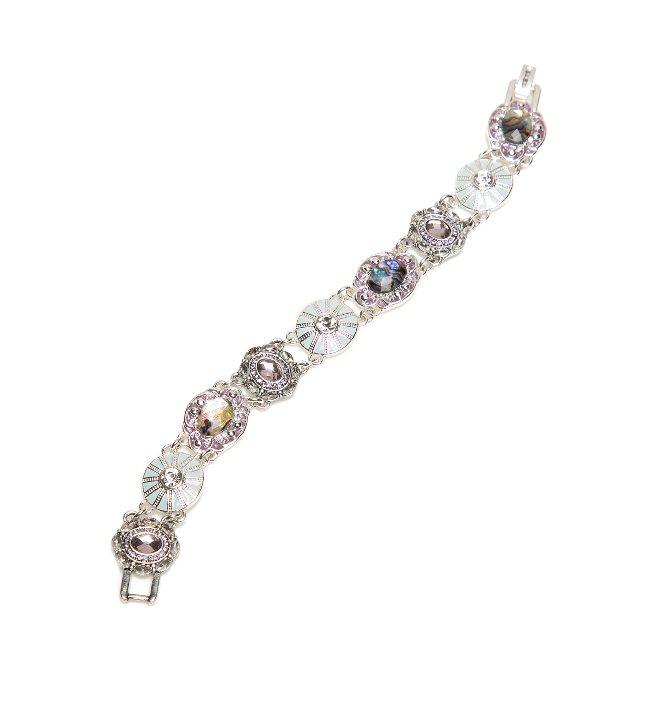 Boxed Oval Stone Link Flex Bracelet 
