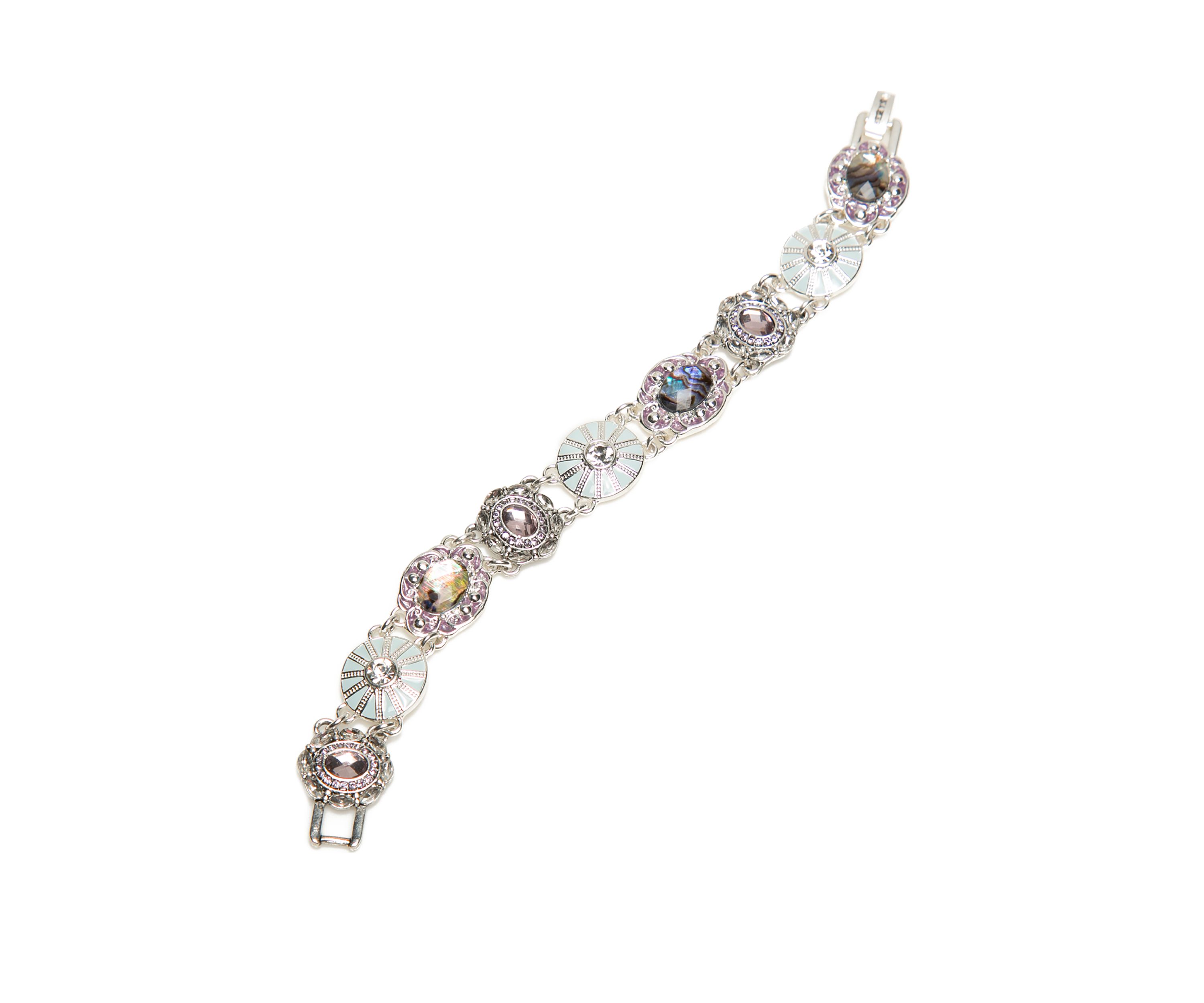 Boxed Oval Stone Link Flex Bracelet 