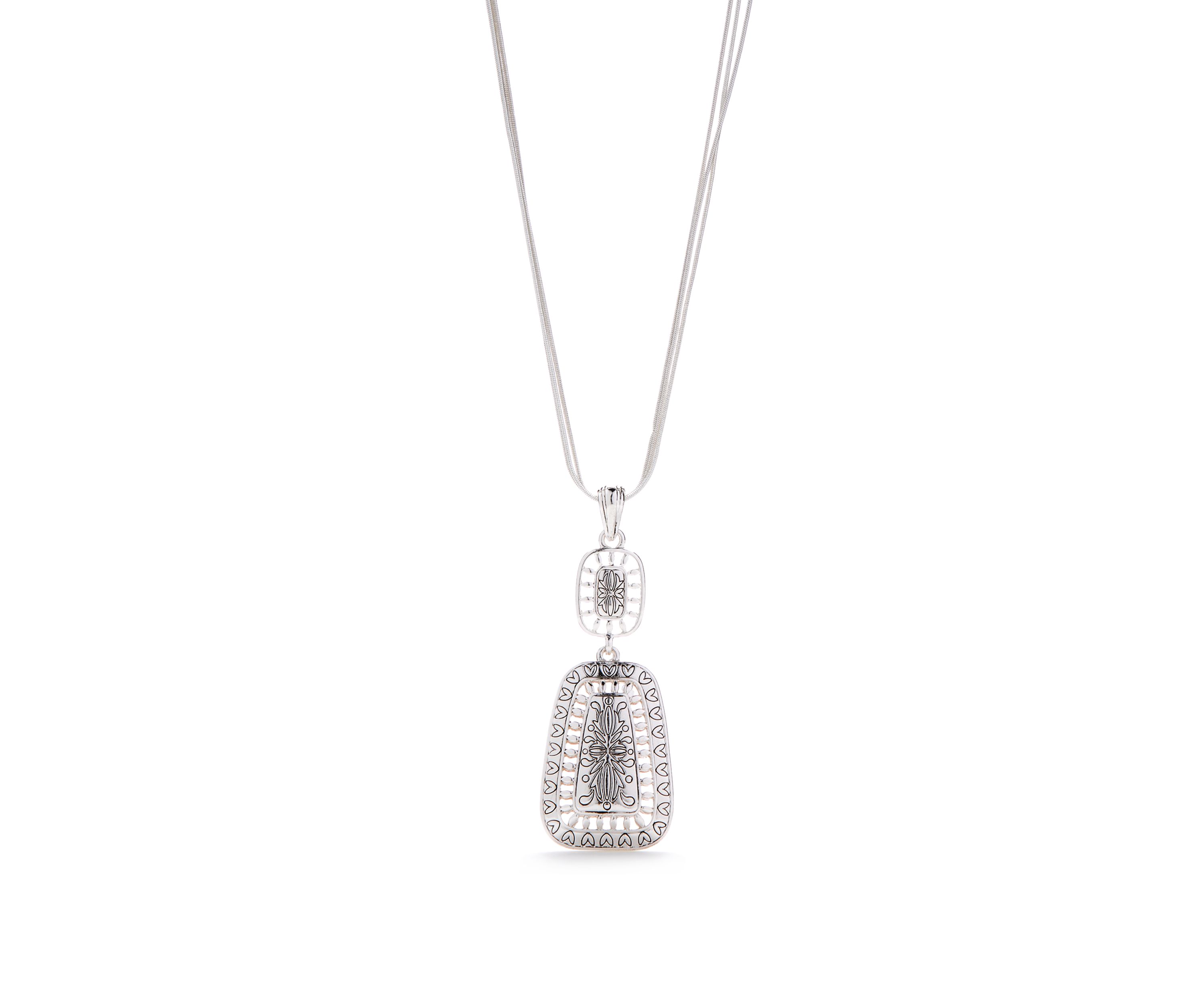 Silver-Tone Antique Finish Pendant Necklace