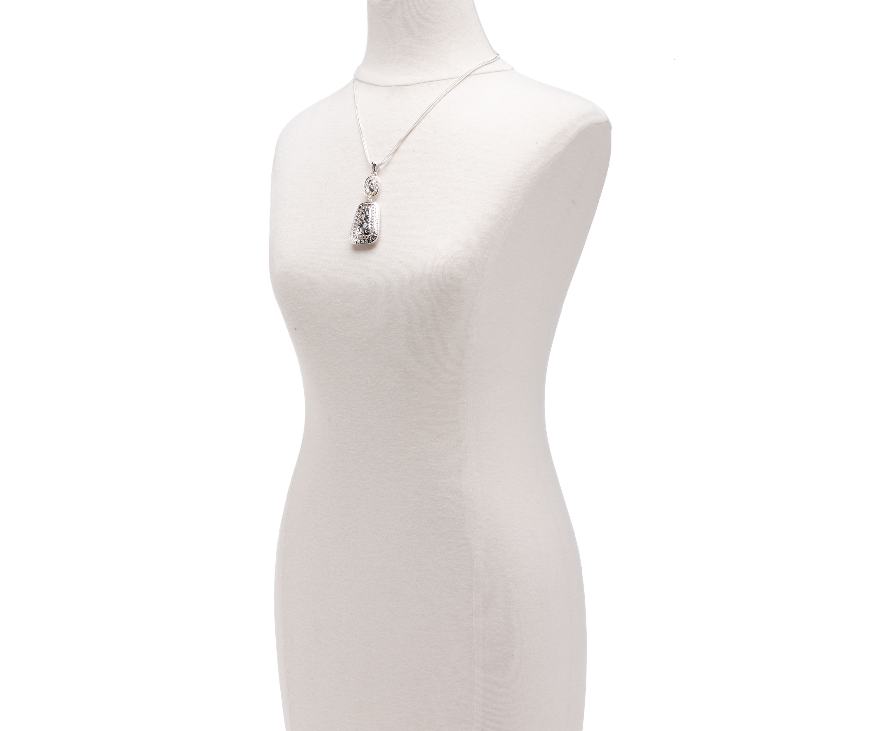 Silver-Tone Antique Finish Pendant Necklace