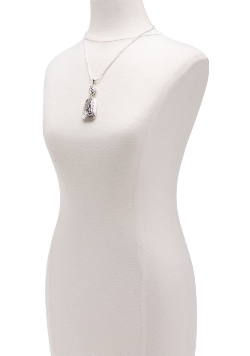 Silver-Tone Antique Finish Pendant Necklace