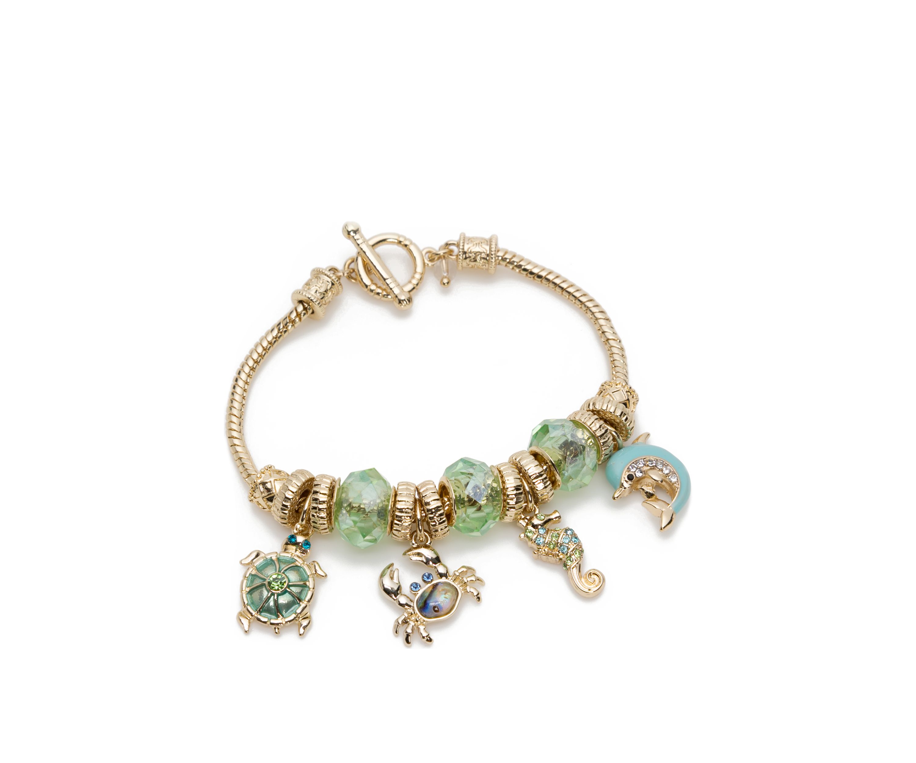 Boxed Gold Tone Sea Life Charm Bracelet 