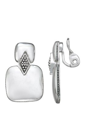 Napier Silver Tone Ez Comfort Clip Earrings Belk