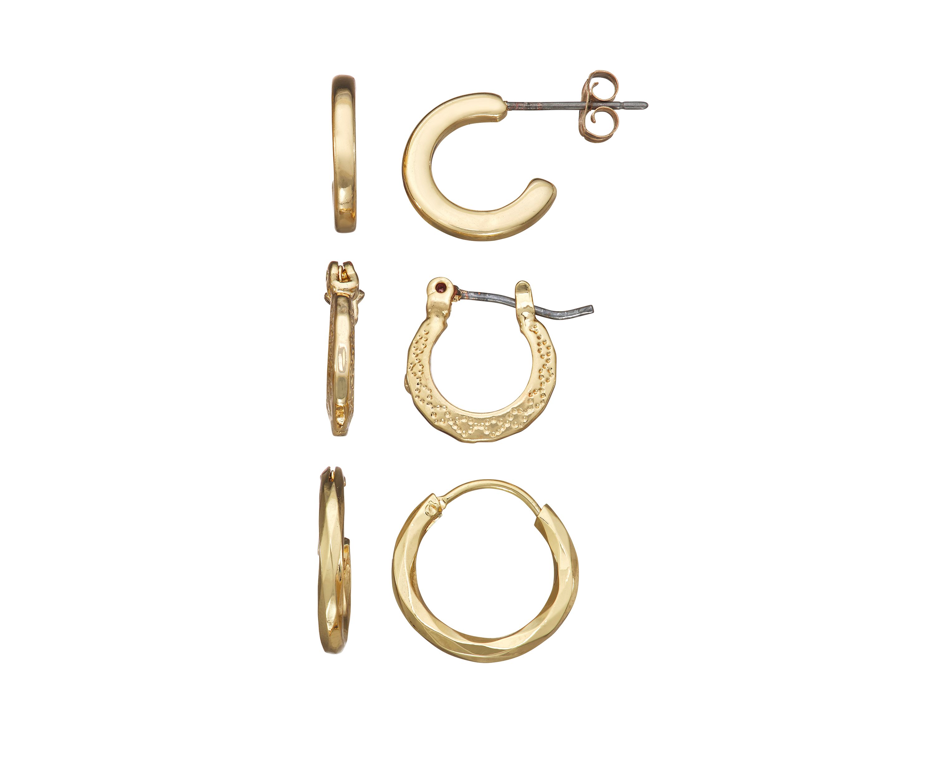 Gold Tone Trio Hoop Earrings