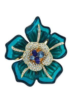 Napier Boxed Gold Tone Blue Flower Petal Pin | belk