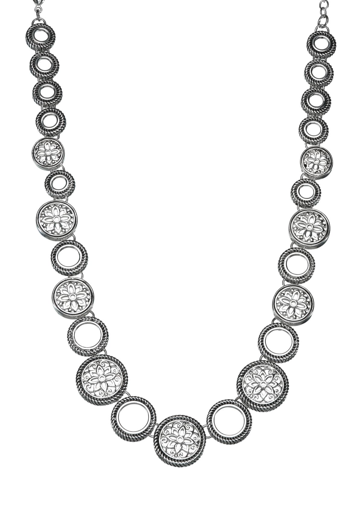 Silver Tone Open Work Collar Necklace