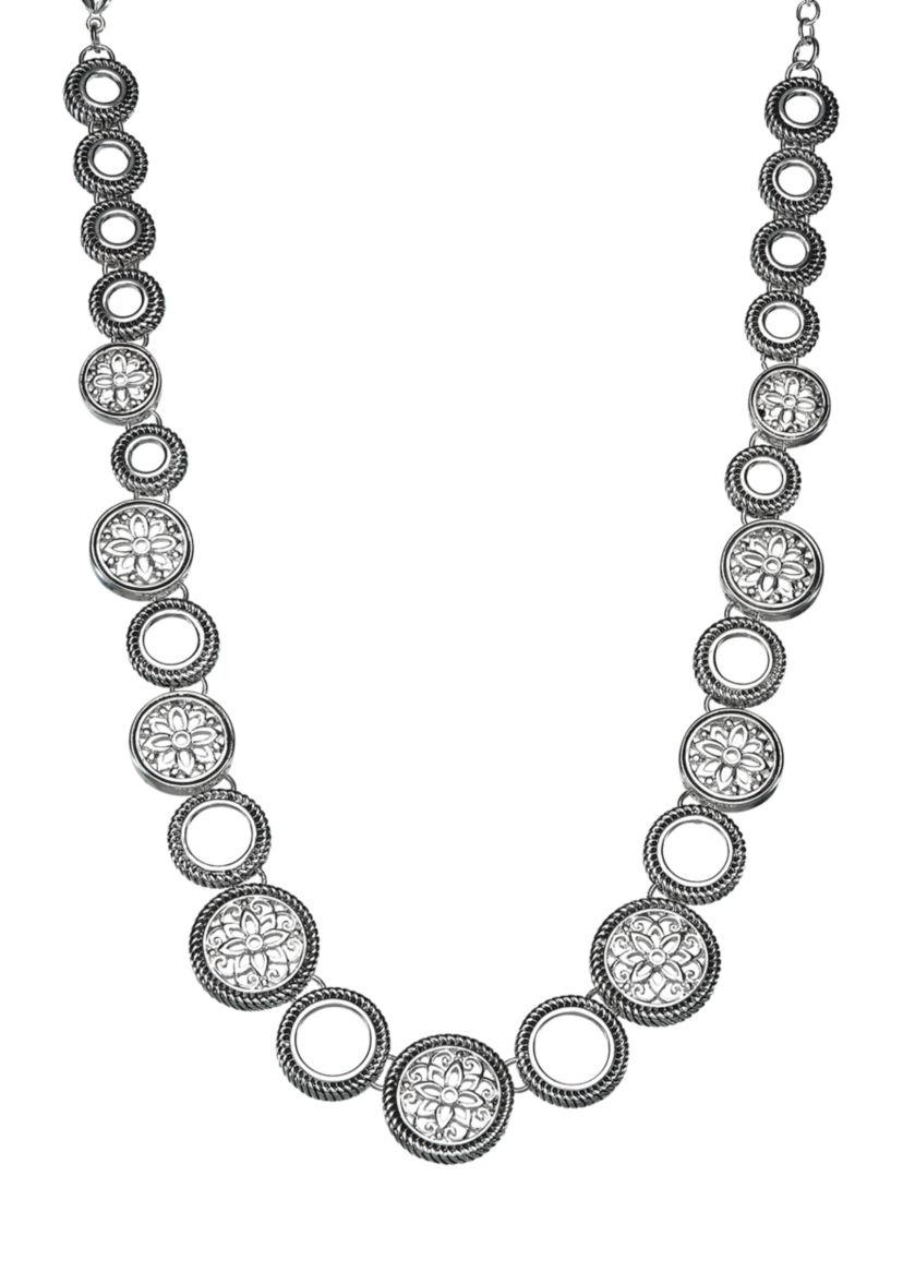 Silver Tone Open Work Collar Necklace
