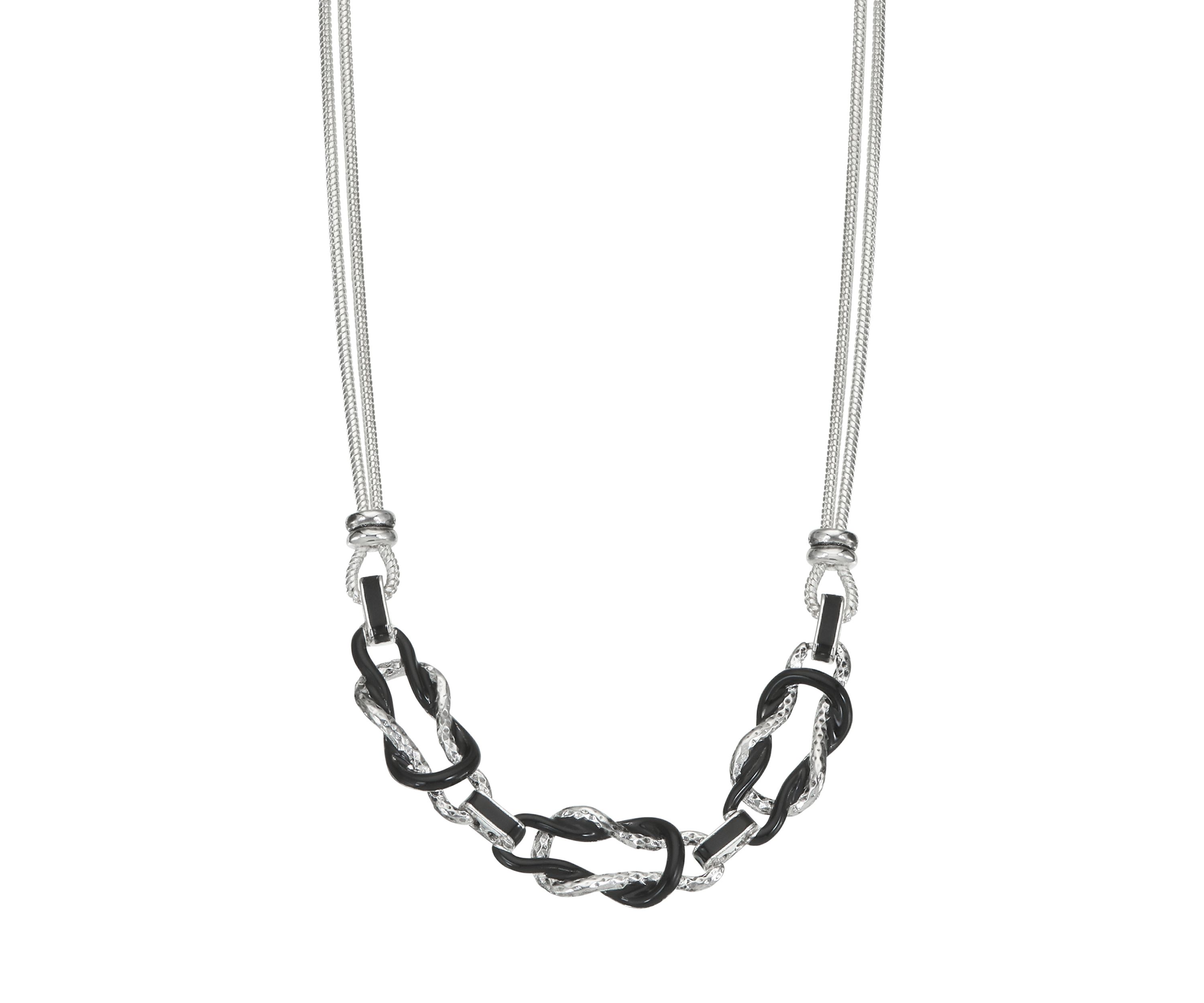 Silver Tone 16 Inch Knot Frontal Jet Necklace