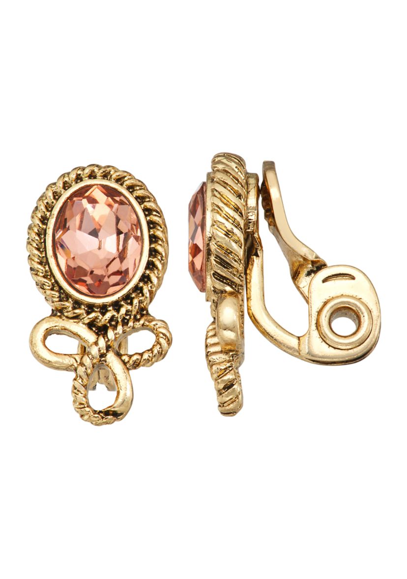 Gold Tone Button Comfort Clip Earrings