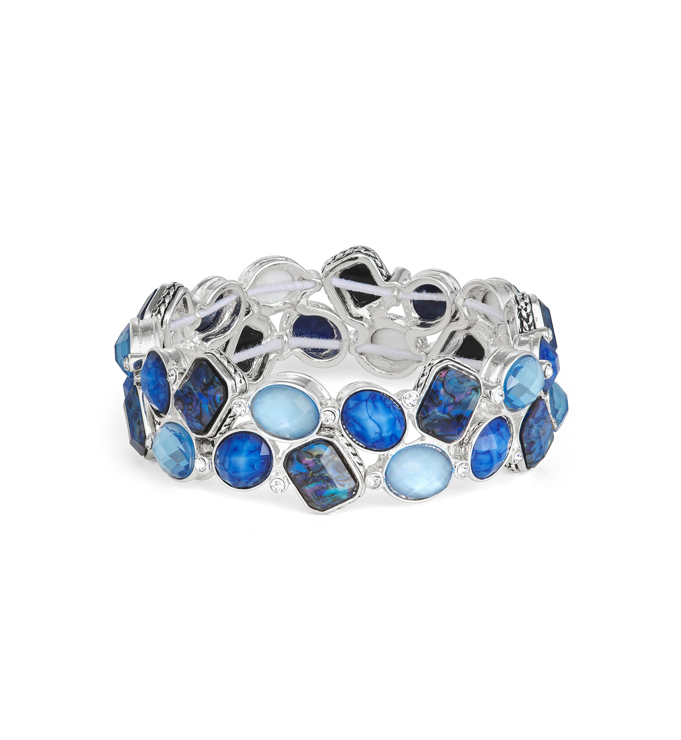 Silver Tone Cluster Stretch Bracelet