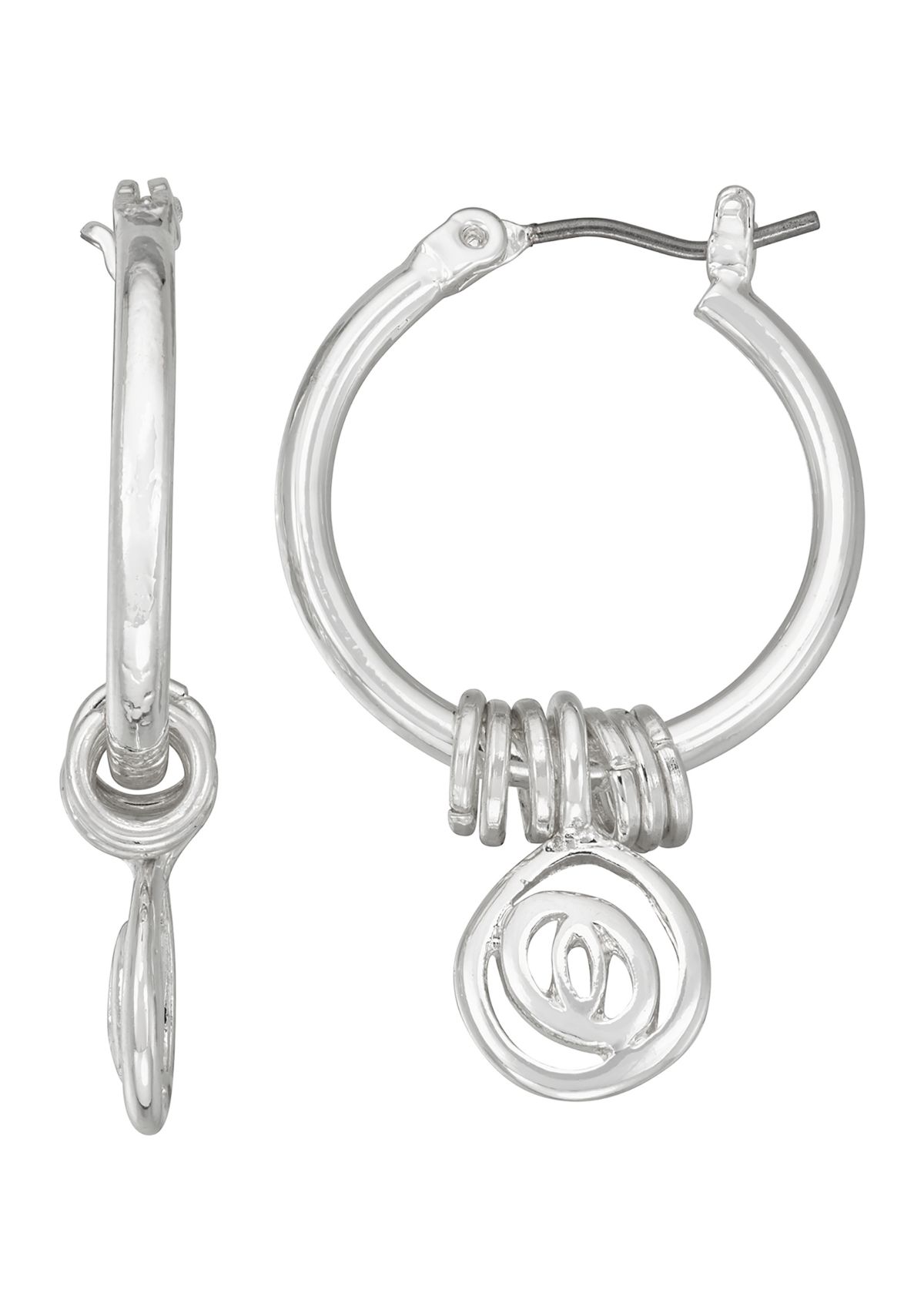 Silver Tone 16 Millimeter Hopo with Drop Earrings 