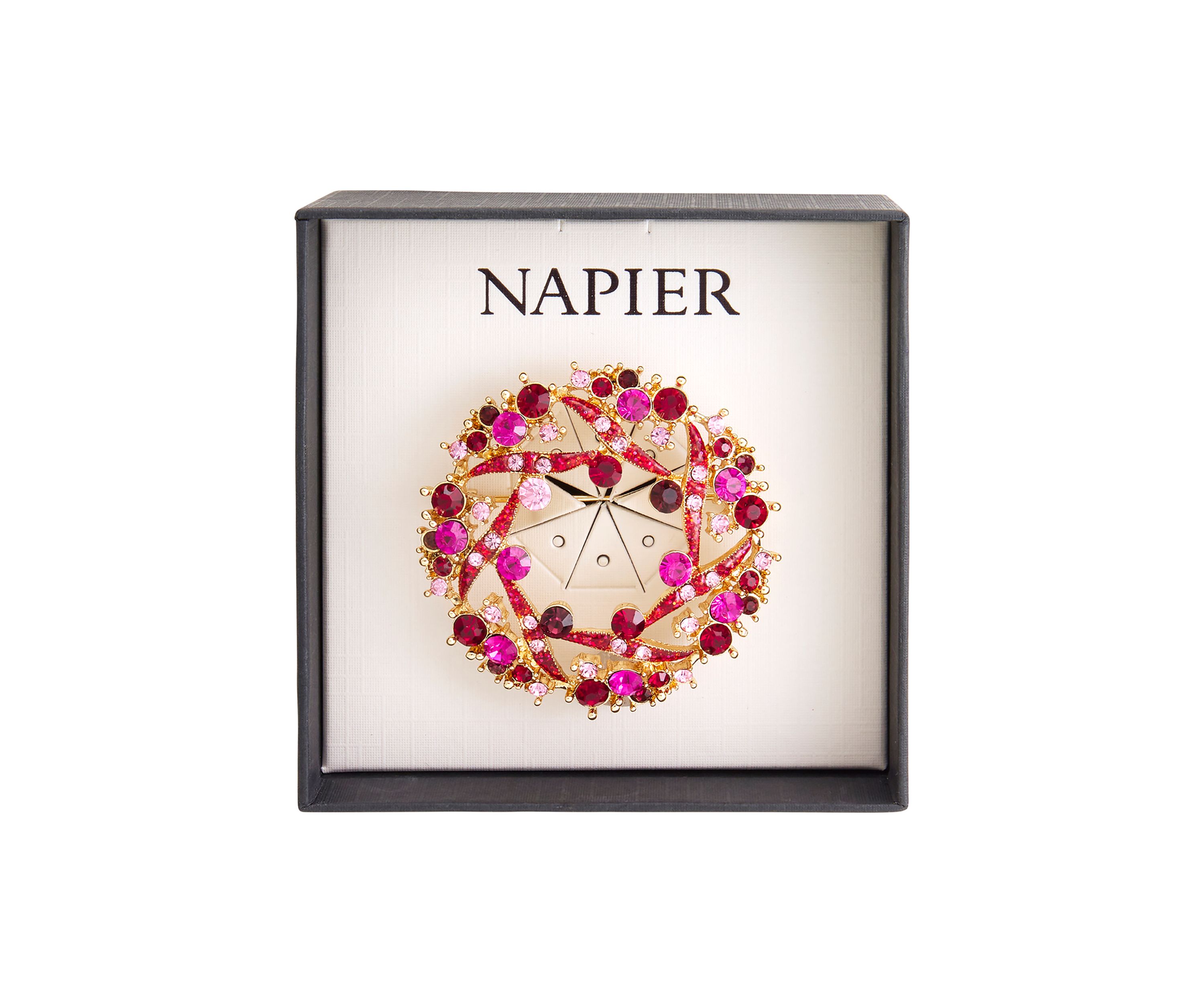  Gold Tone Colored Wreath Boxed Pin 