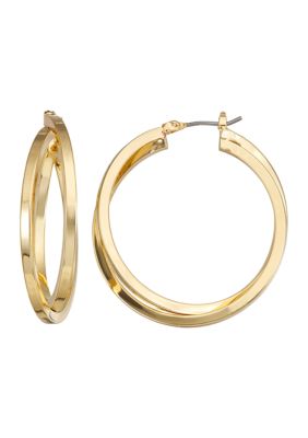 Napier Gold-Tone Nicely Paired Double Click It Hoop Earrings | belk