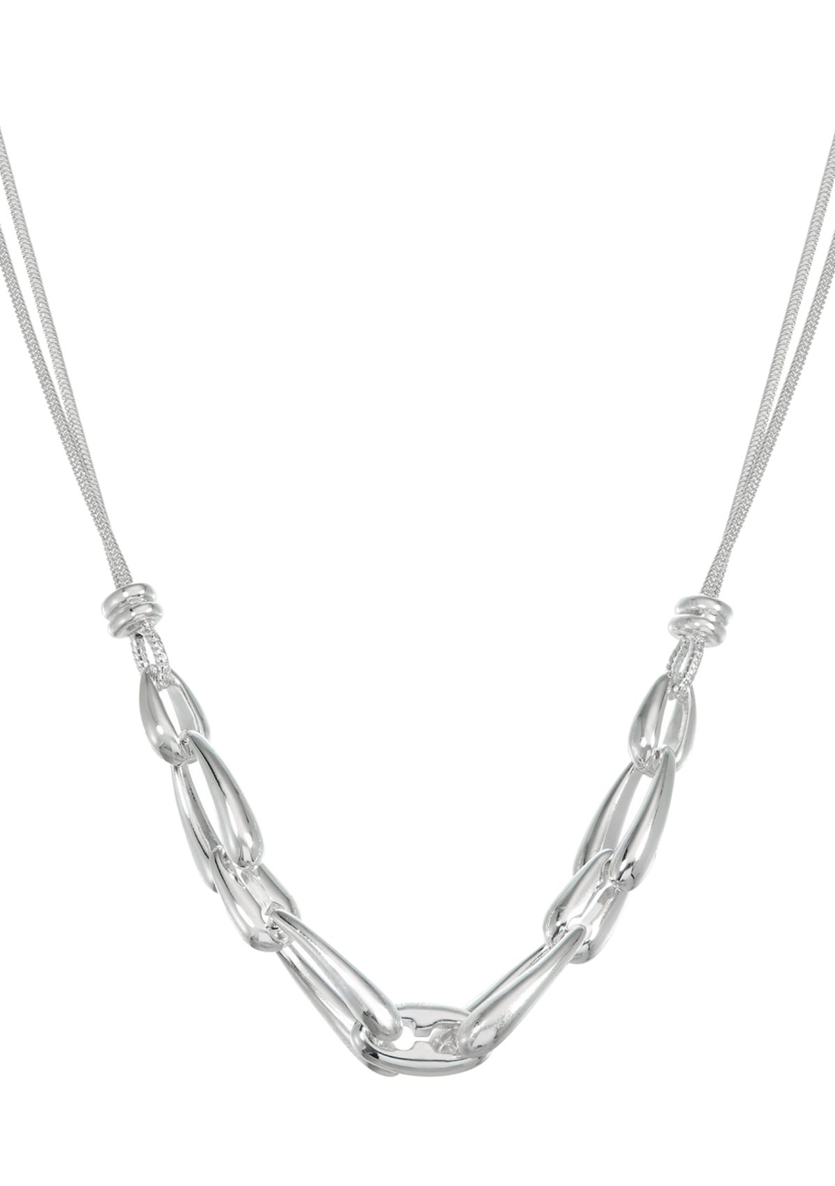Silver-Tone Organic Frontal Necklace 