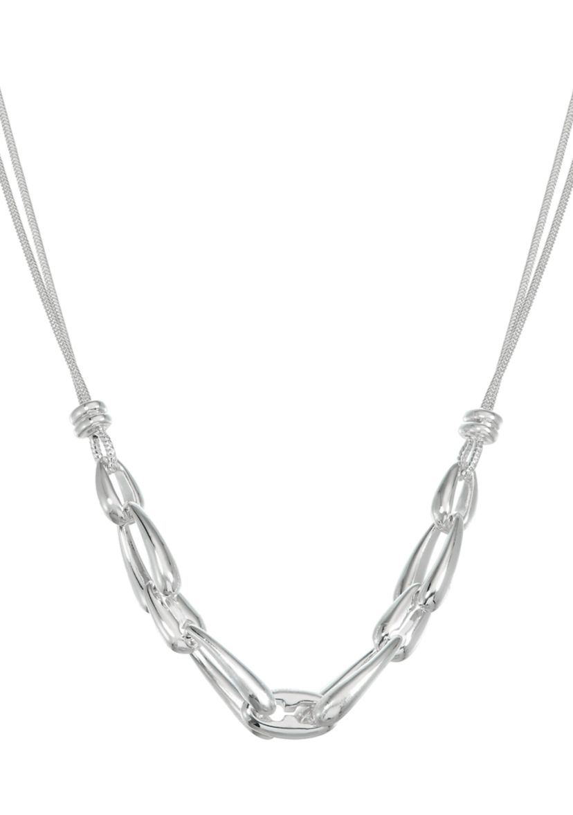Silver-Tone Organic Frontal Necklace 