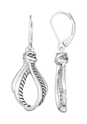 Silver Tone Tightrope Lever Back Drop Earrings