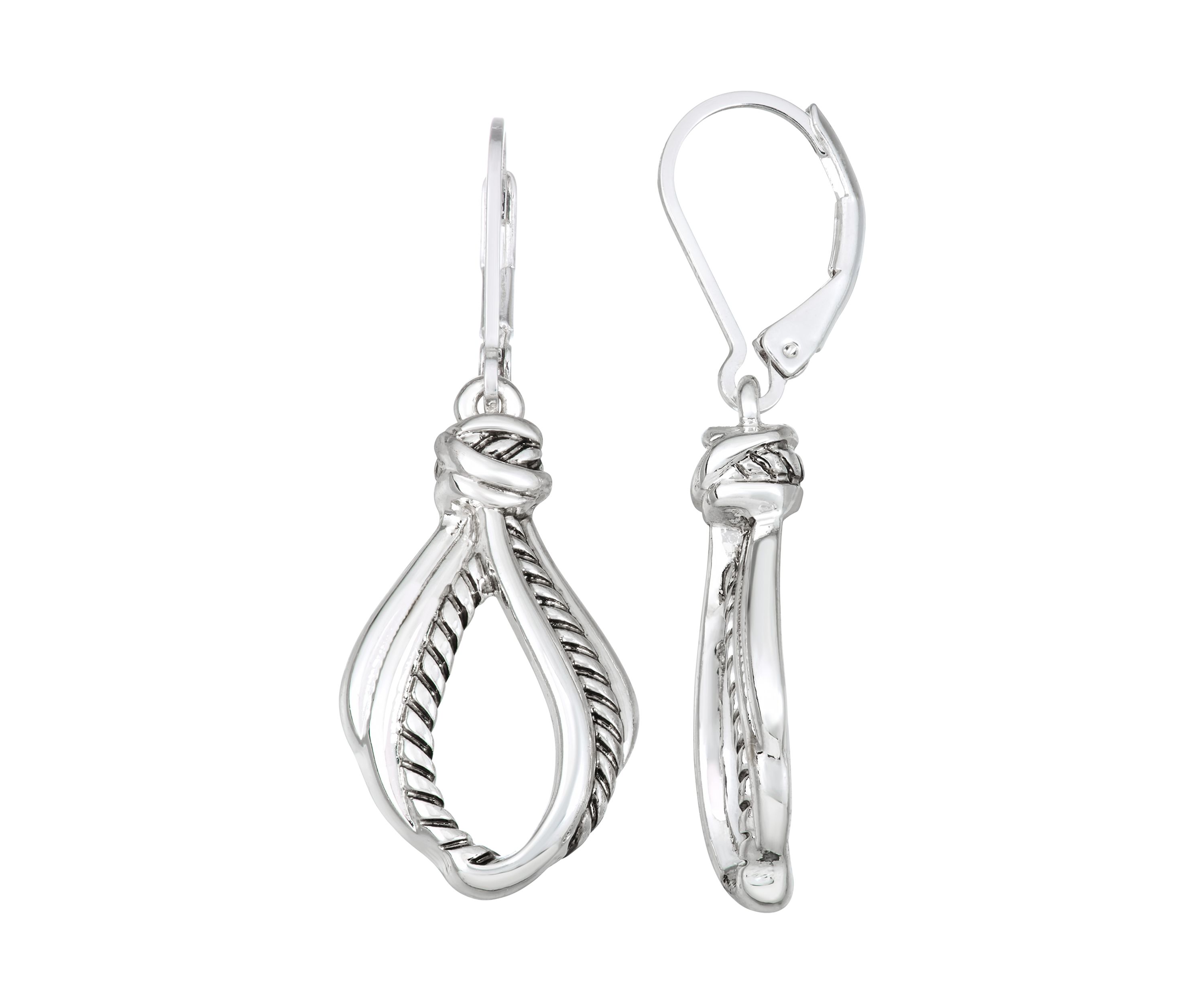 Silver Tone Tightrope Lever Back Drop Earrings