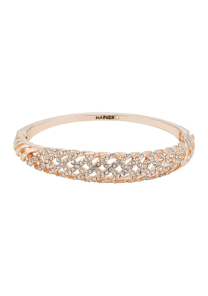 Rose Gold Tone Crystal Bangle Bracelet Boxed