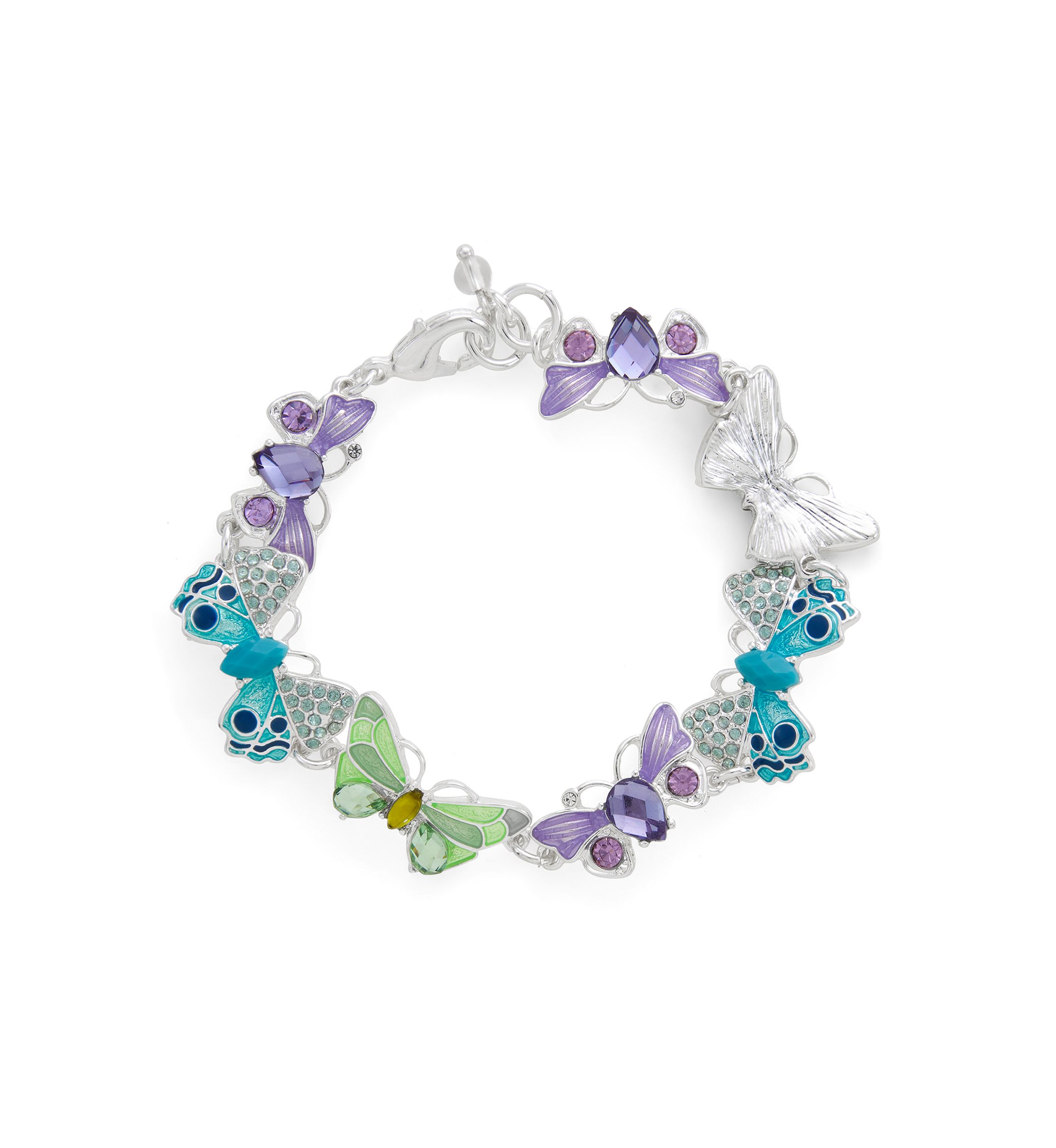 Silver Tone Multi Butterfly Flex Bracelet Boxed