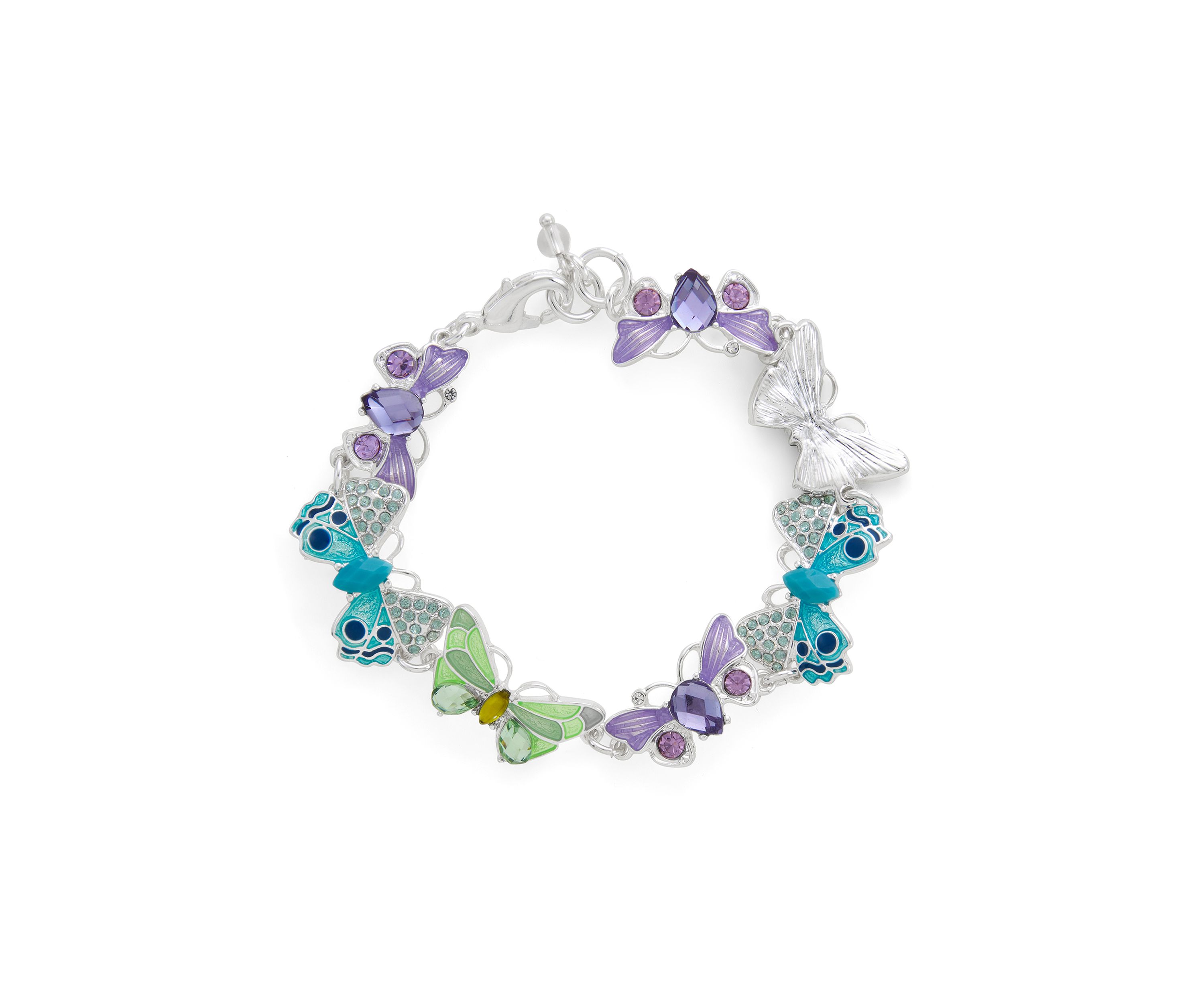 Silver Tone Multi Butterfly Flex Bracelet Boxed