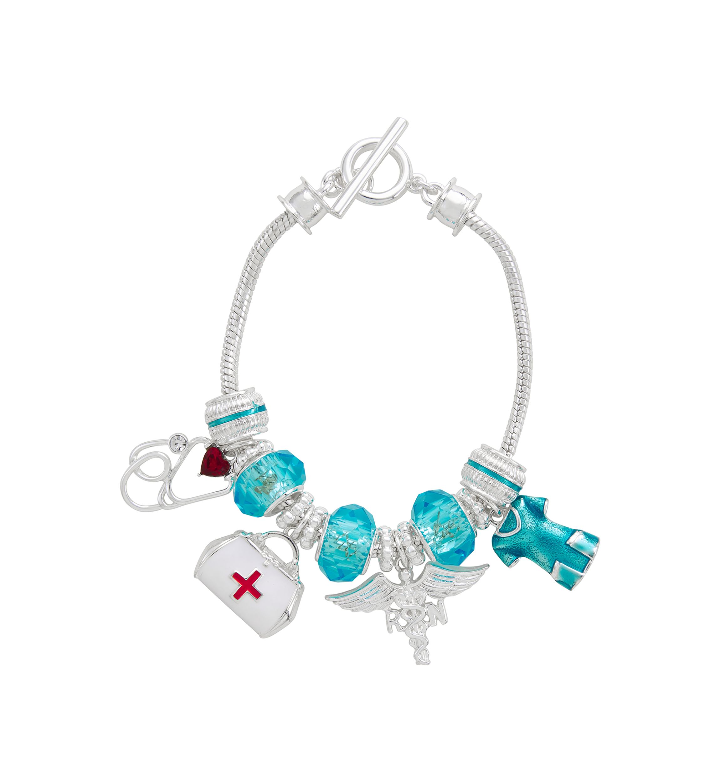 Silver Tone Multi Healthcare Slider Bracelet Boxed